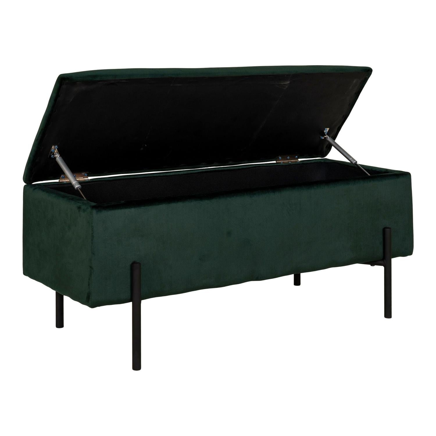 Sitzbank Watford mit Stauraum aus Samt 95cm - Dunkelgrün-Bänke-House Nordic-le canapé