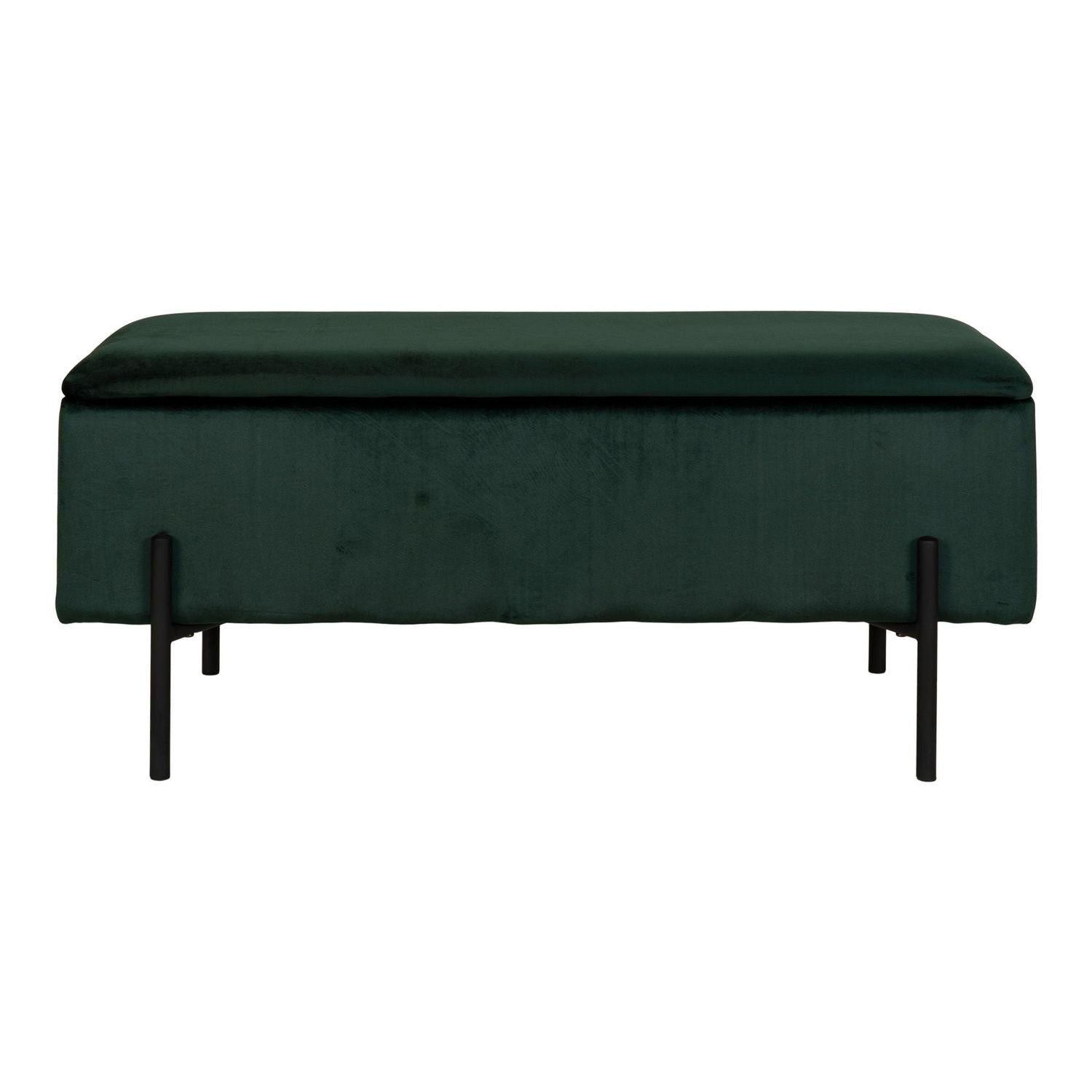 Sitzbank Watford mit Stauraum aus Samt 95cm - Dunkelgrün-Bänke-House Nordic-le canapé