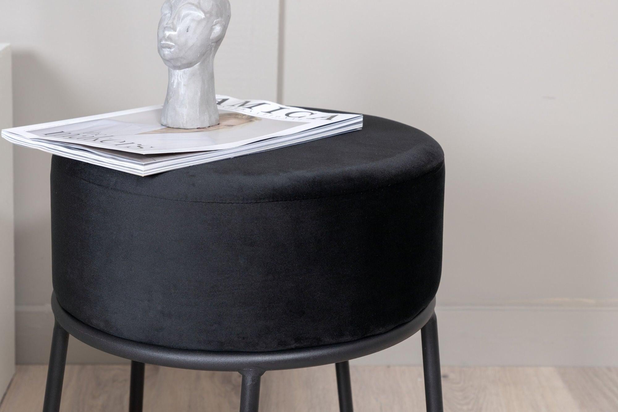 Sitzhocker Pouf Petra aus Samt - Schwarz-Hocker-Venture Home-le canapé