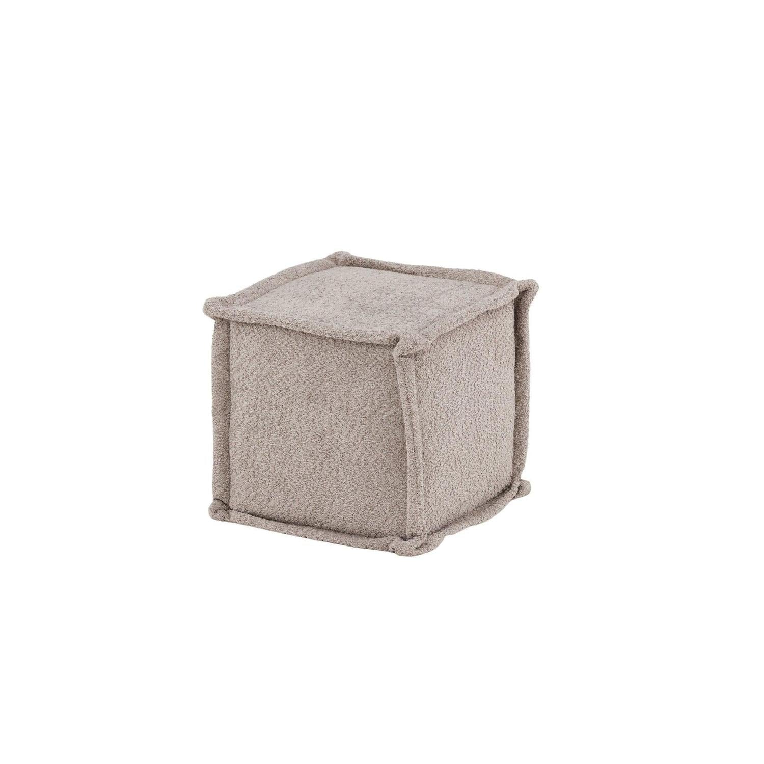 Sitzpouf Hocker Castine aus Teddy-Stoff / Bouclé - Hellgrau-Pouf-Venture Home-le canapé