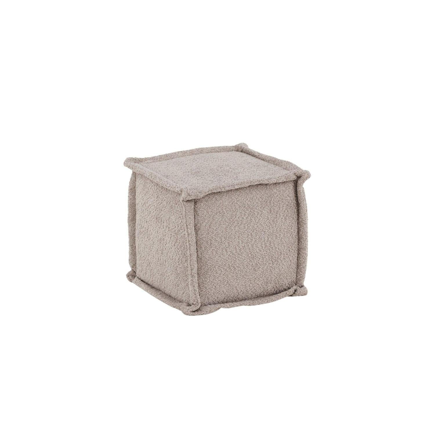 Sitzpouf Hocker Castine aus Teddy-Stoff / Bouclé - Hellgrau-Pouf-Venture Home-le canapé