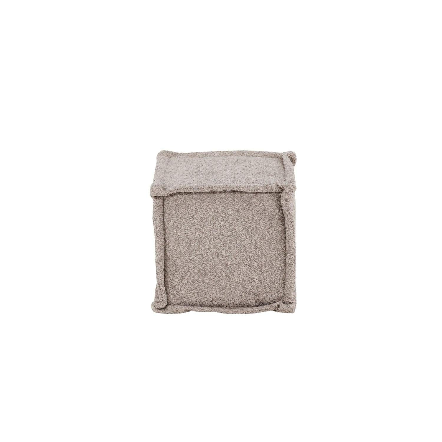 Sitzpouf Hocker Castine aus Teddy-Stoff / Bouclé - Hellgrau-Pouf-Venture Home-le canapé