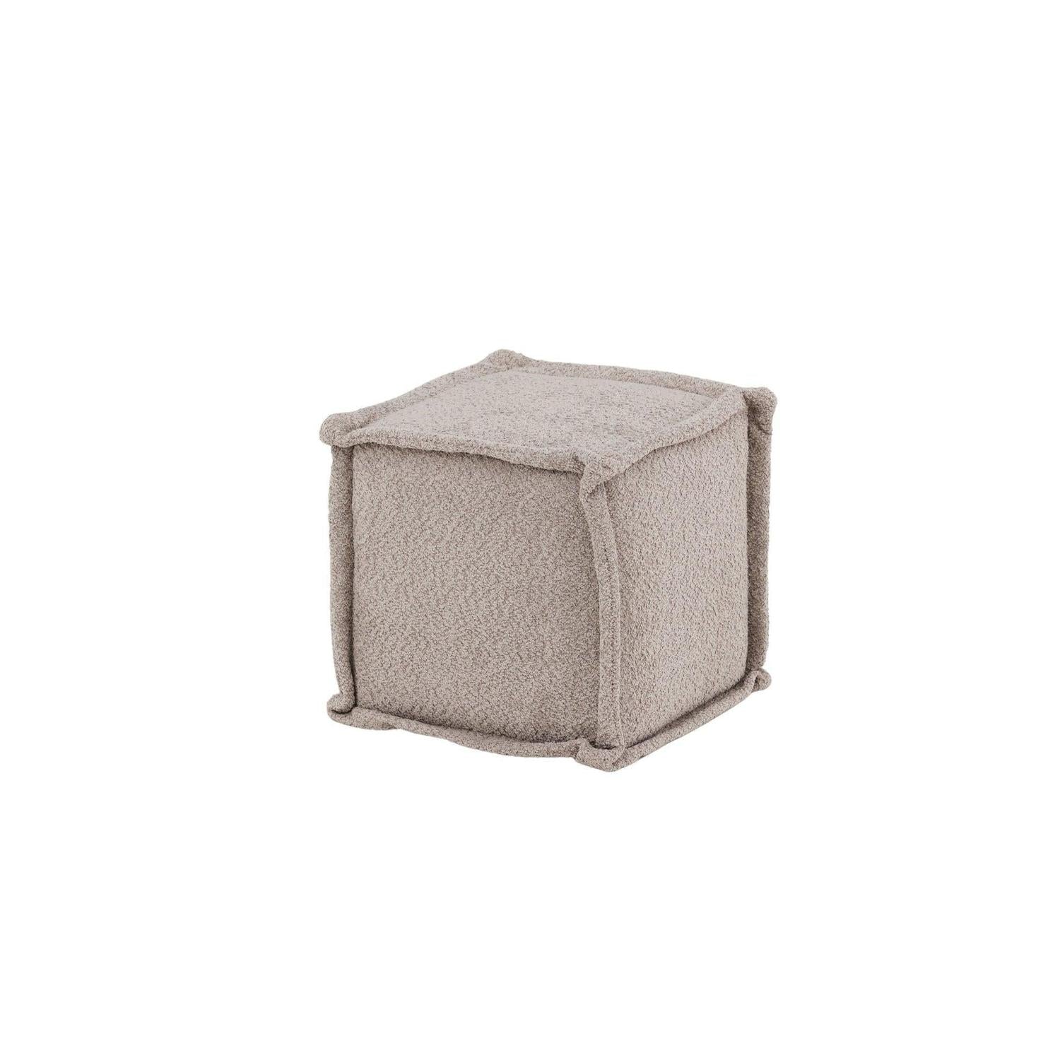 Sitzpouf Hocker Castine aus Teddy-Stoff / Bouclé - Hellgrau-Pouf-Venture Home-le canapé