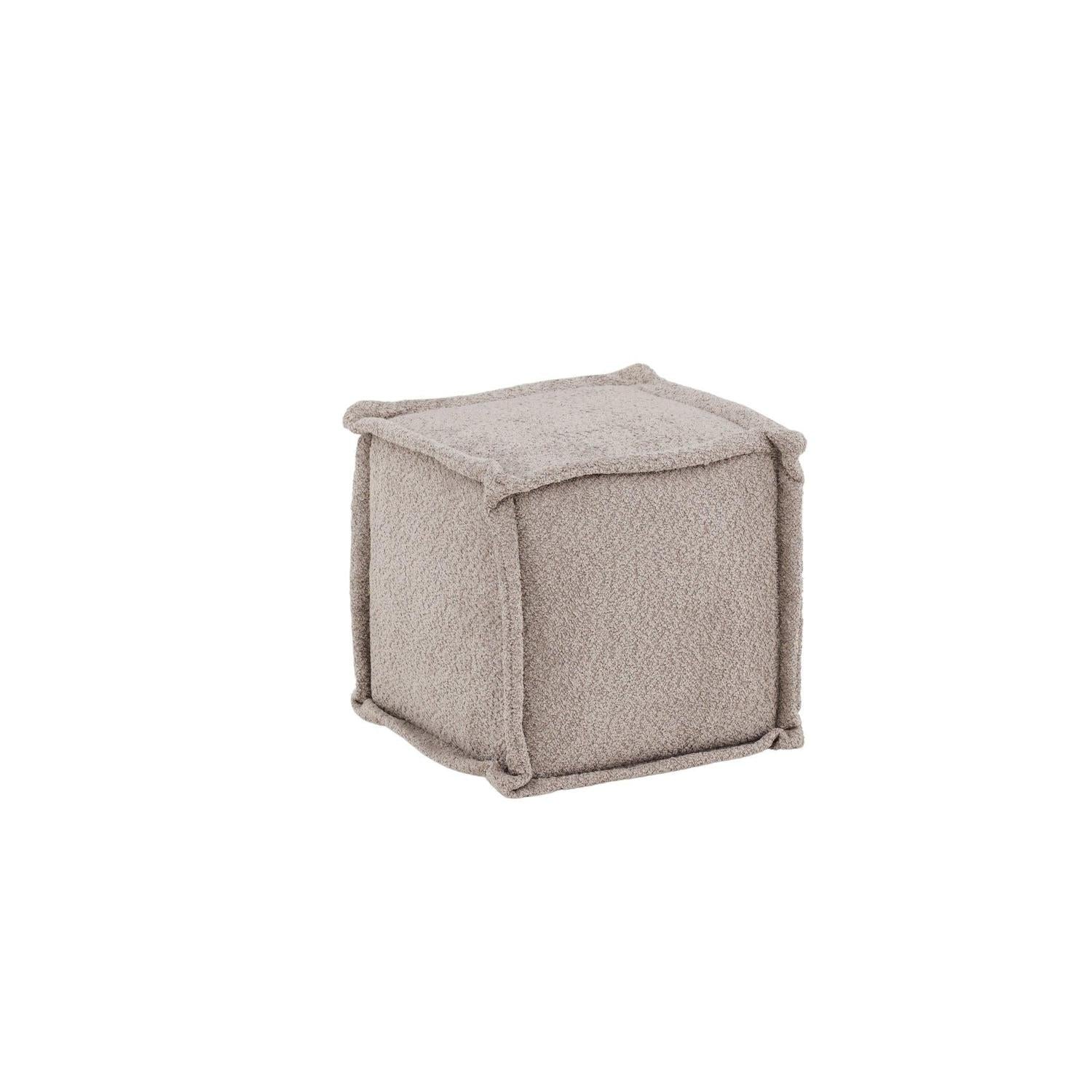 Sitzpouf Hocker Castine aus Teddy-Stoff / Bouclé - Hellgrau-Pouf-Venture Home-le canapé