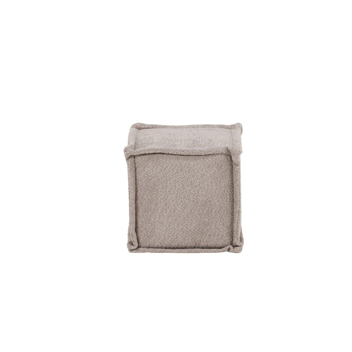 Sitzpouf Hocker Castine aus Teddy-Stoff / Bouclé - Hellgrau-Pouf-Venture Home-le canapé