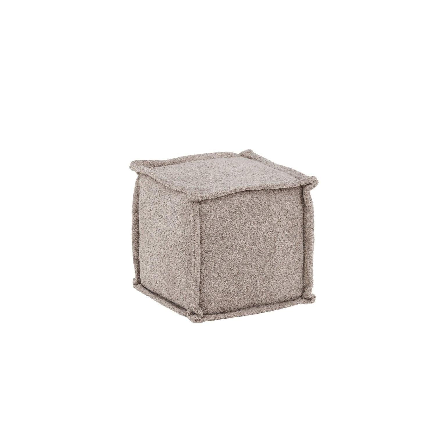 Sitzpouf Hocker Castine aus Teddy-Stoff / Bouclé - Hellgrau-Pouf-Venture Home-le canapé