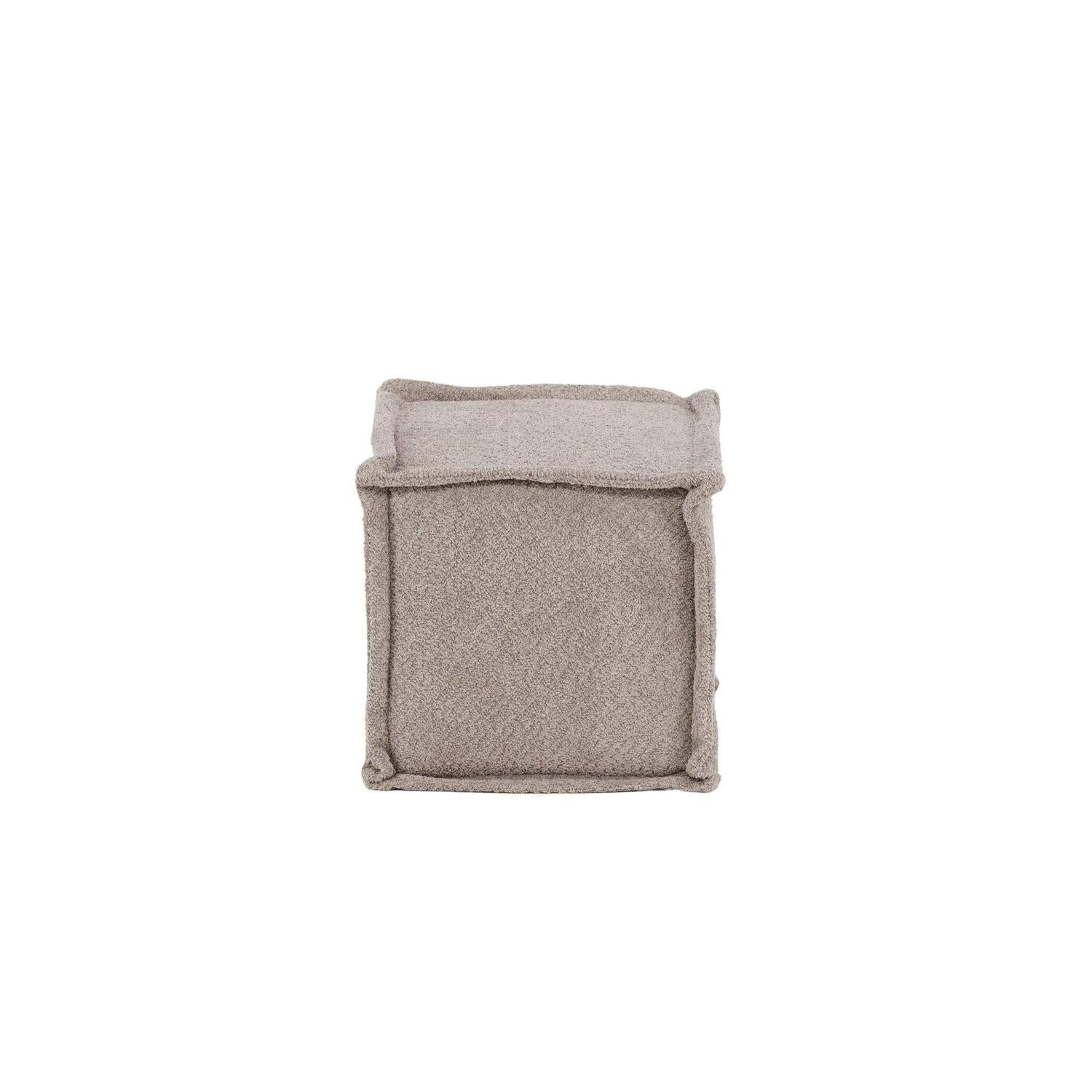 Sitzpouf Hocker Castine aus Teddy-Stoff / Bouclé - Hellgrau-Pouf-Venture Home-le canapé