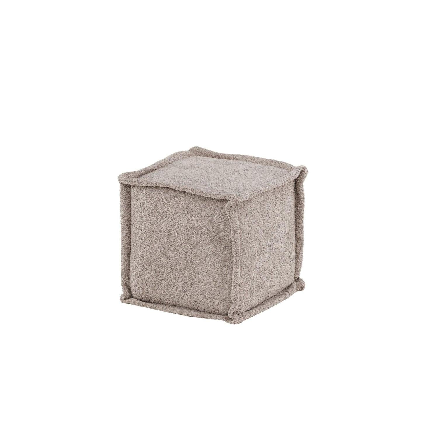 Sitzpouf Hocker Castine aus Teddy-Stoff / Bouclé - Hellgrau-Pouf-Venture Home-le canapé
