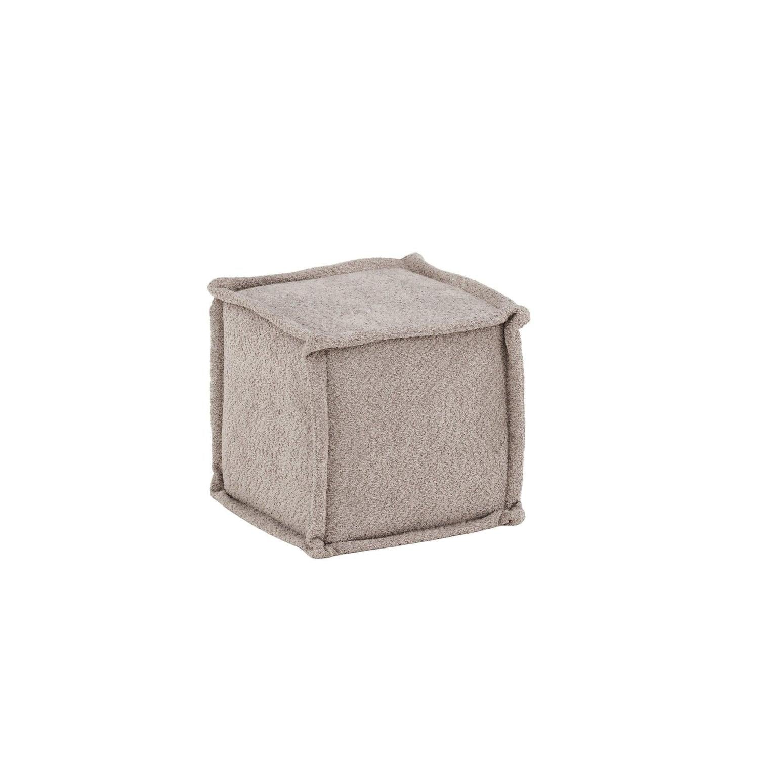 Sitzpouf Hocker Castine aus Teddy-Stoff / Bouclé - Hellgrau-Pouf-Venture Home-le canapé