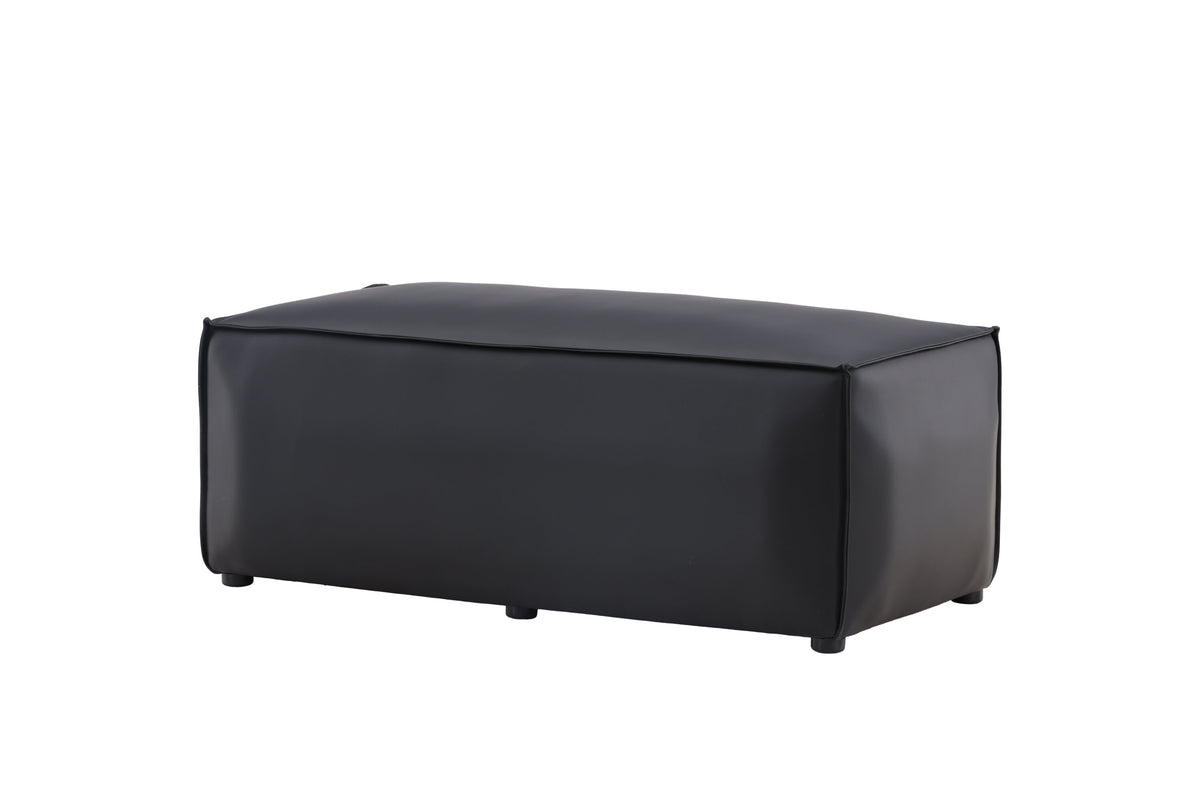 Sitzpouf Palermo aus Kunstleder mit Kunstlederbezug - Schwarz-Poufs-Venture Home-le canapé