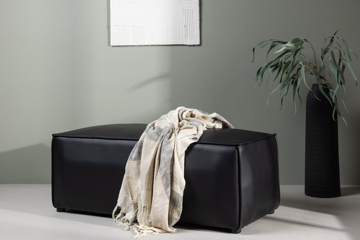 Sitzpouf Palermo aus Kunstleder mit Kunstlederbezug - Schwarz-Poufs-Venture Home-le canapé