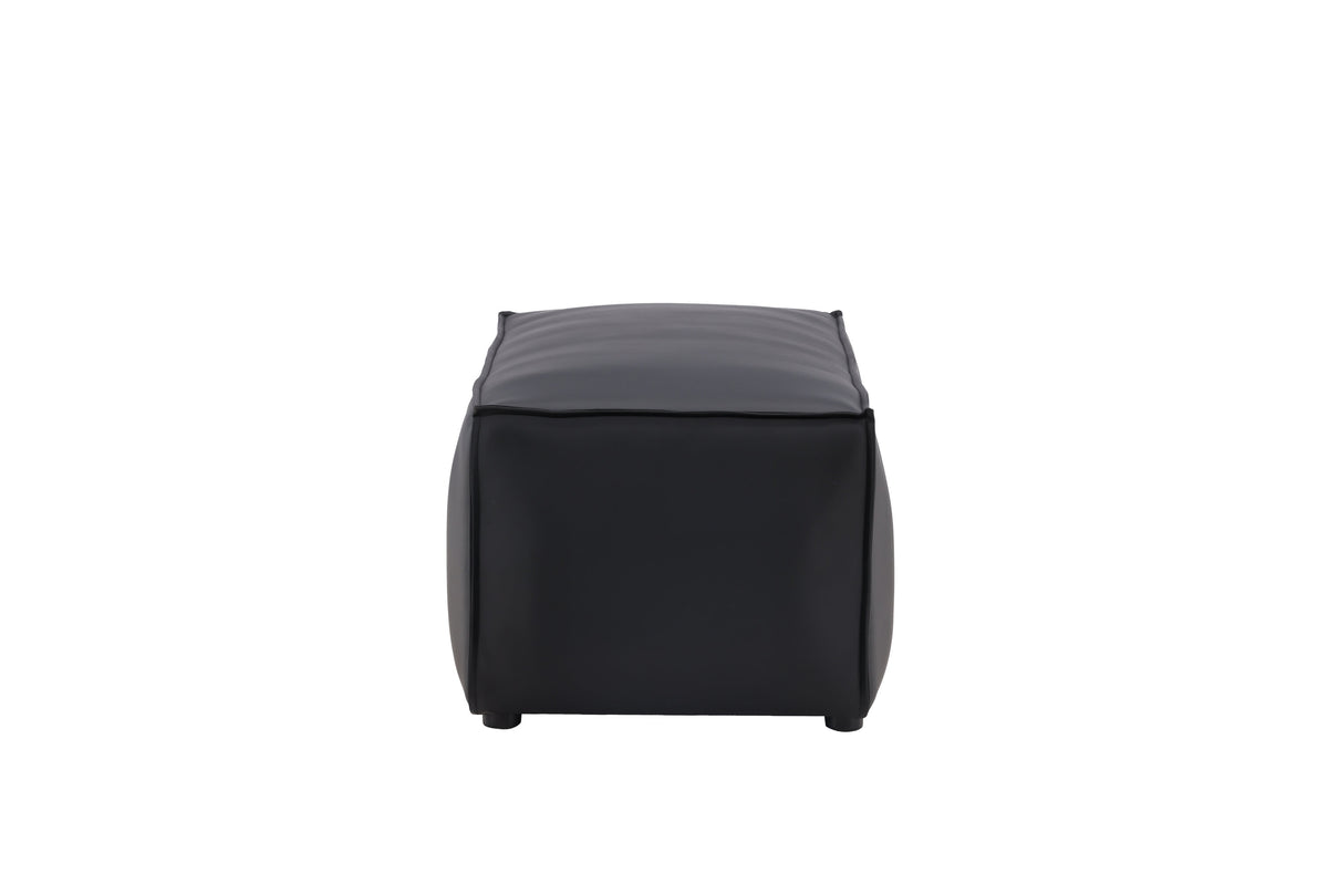 Sitzpouf Palermo aus Kunstleder mit Kunstlederbezug - Schwarz-Poufs-Venture Home-le canapé