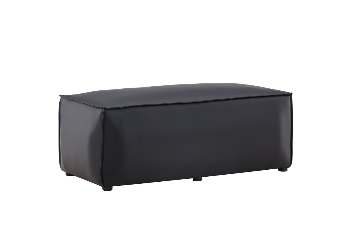 Sitzpouf Palermo aus Kunstleder mit Kunstlederbezug - Schwarz-Poufs-Venture Home-le canapé