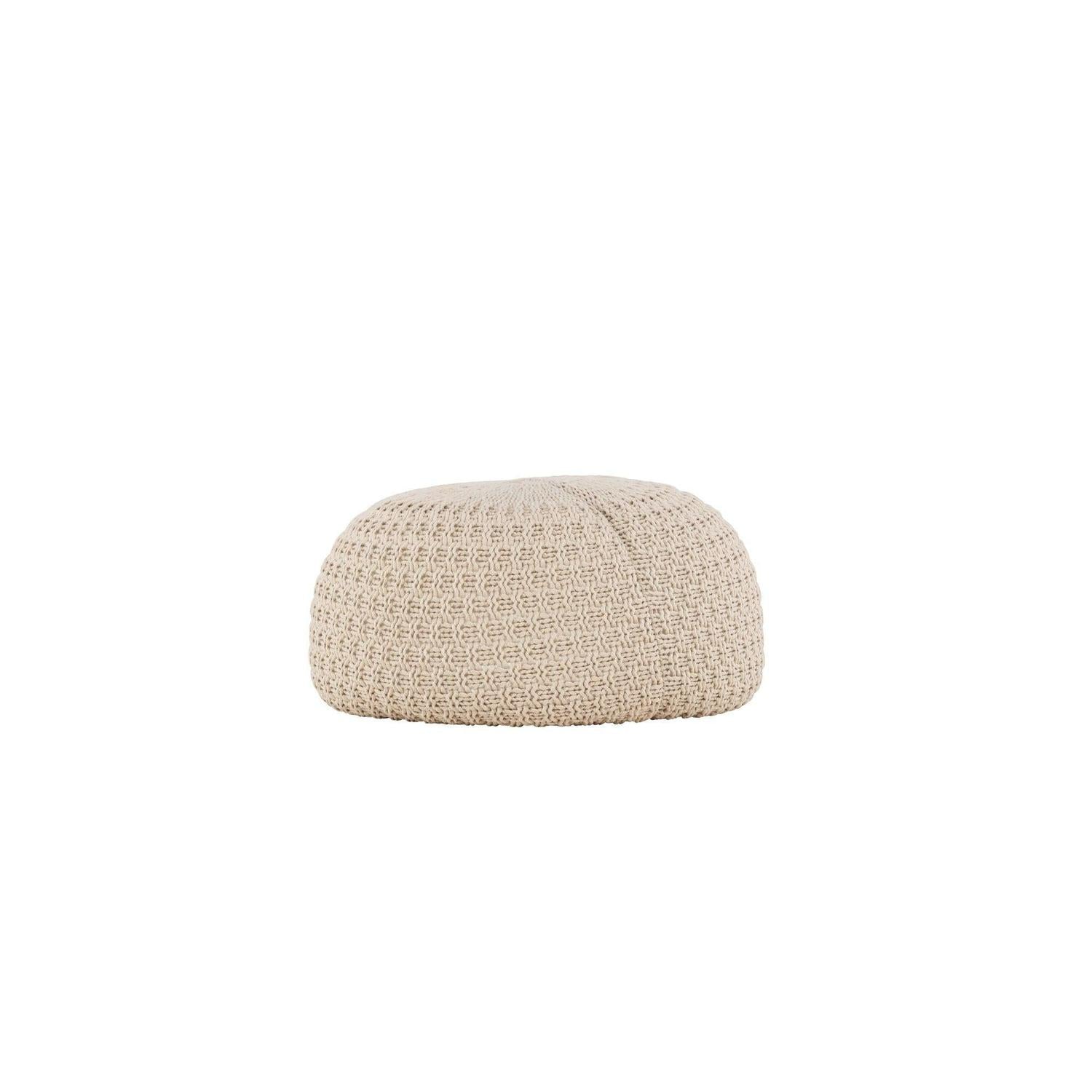 Strickpouf Sam Ø45cm - Beige-Strickpouf-Venture Home-le canapé