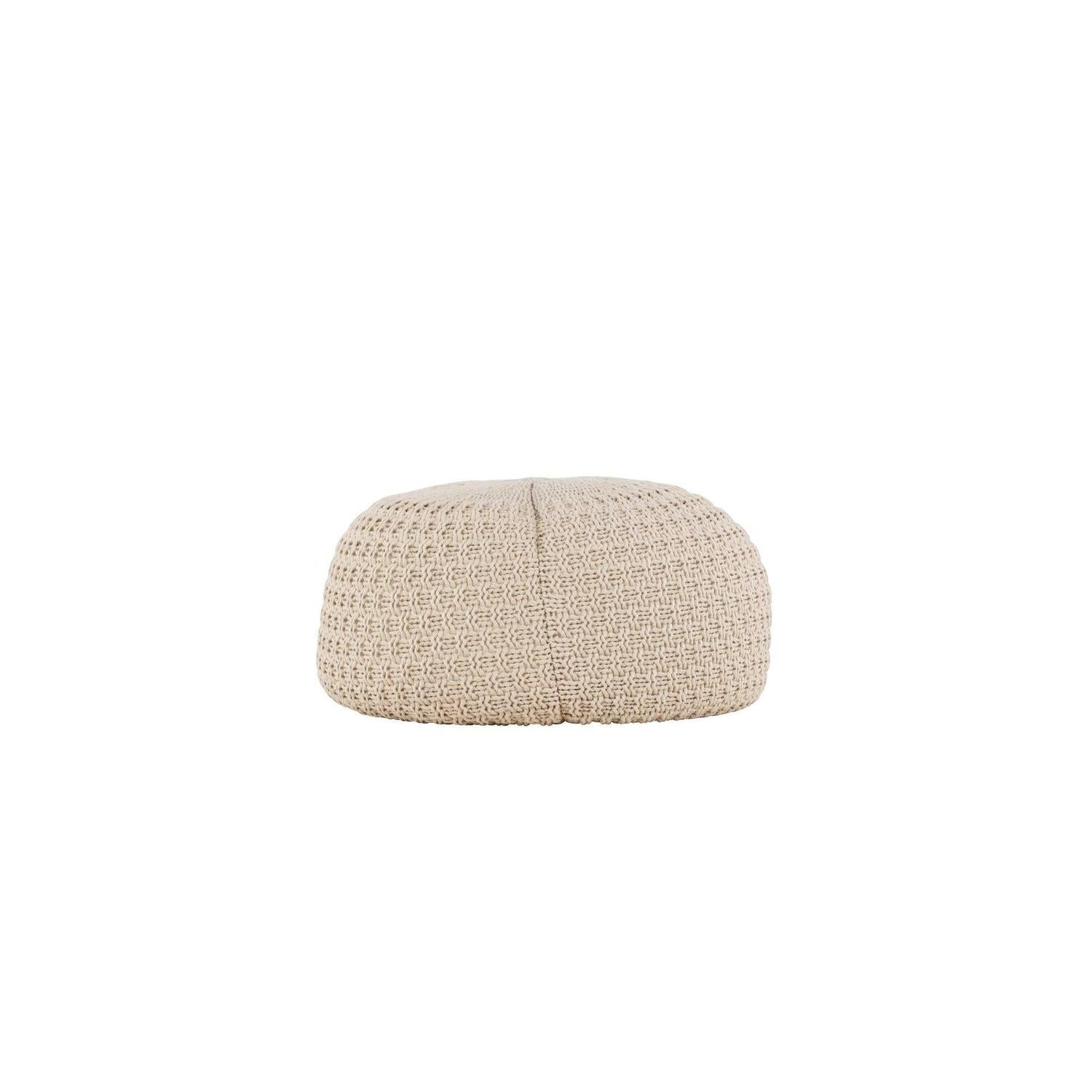 Strickpouf Sam Ø45cm - Beige-Strickpouf-Venture Home-le canapé