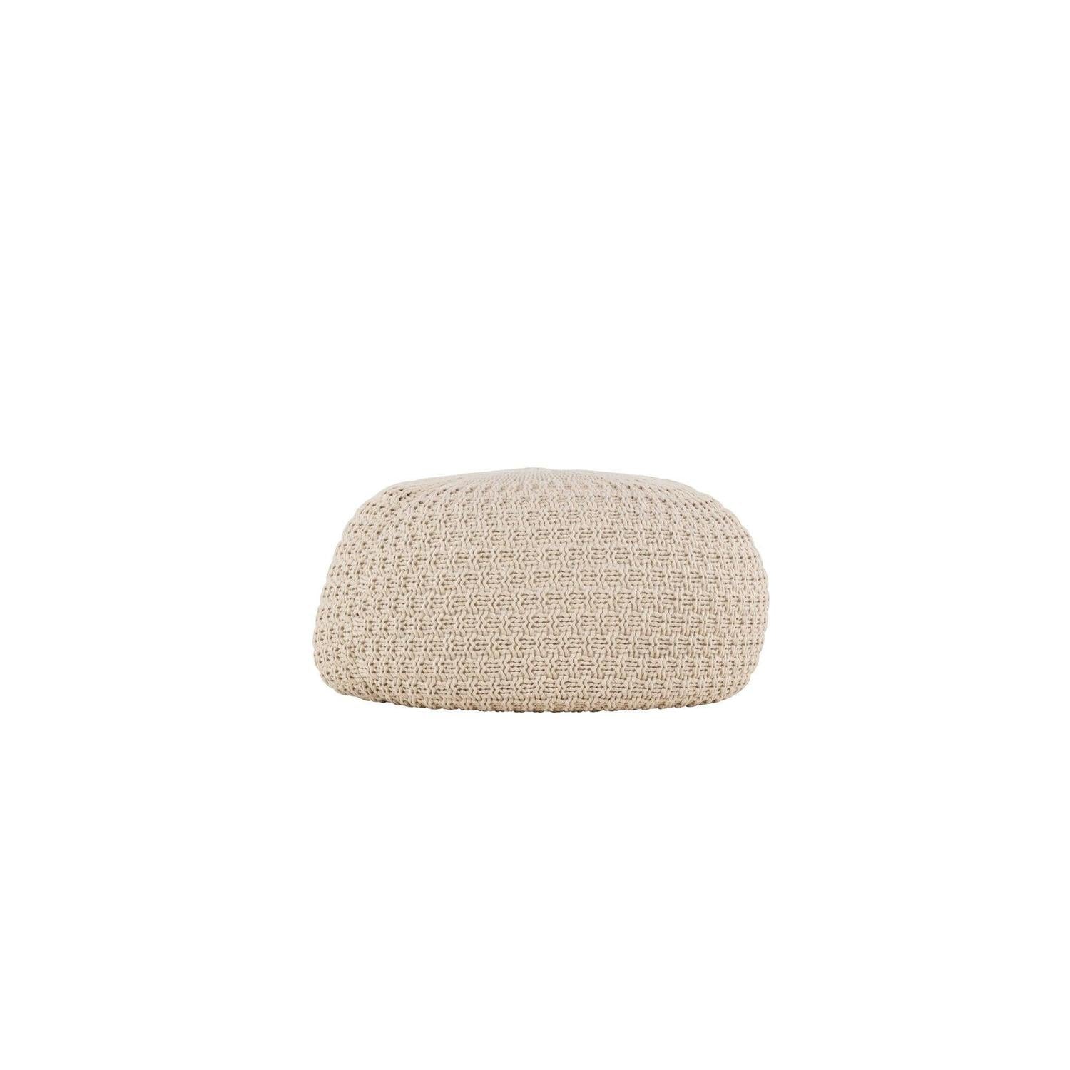 Strickpouf Sam Ø45cm - Beige-Strickpouf-Venture Home-le canapé