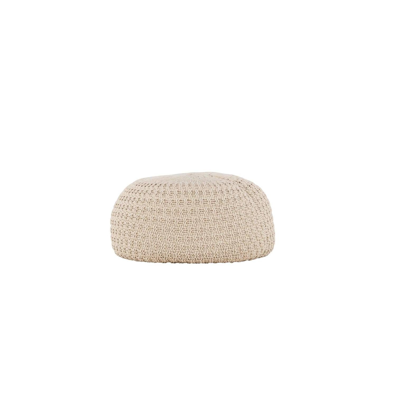 Strickpouf Sam Ø45cm - Beige-Strickpoufs-Venture Home-le canapé