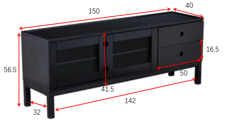 TV-Lowboard Alcoa 150cm - Schwarz-TV-lowboards-Venture Home-le canapé