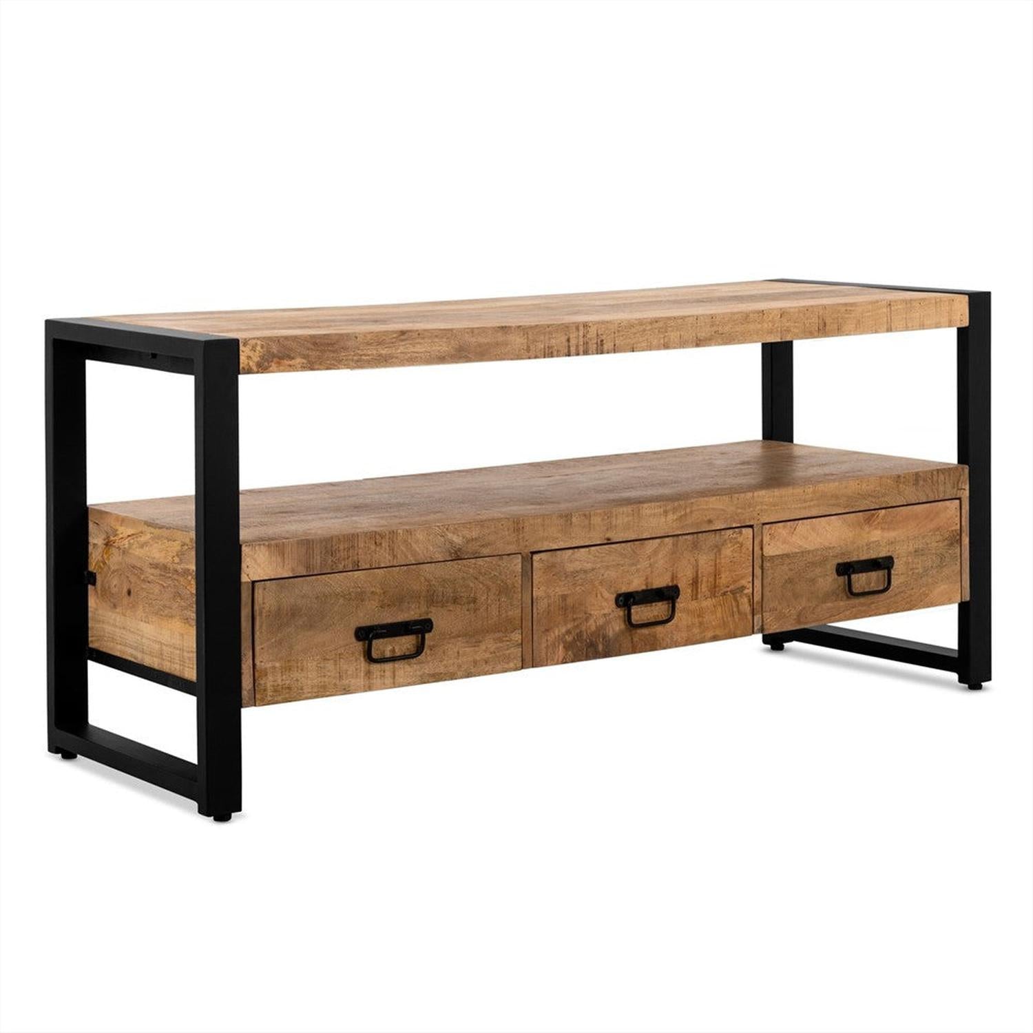 TV-Lowboard Britt aus Mangoholz 150cm - Hellbraun-TV-lowboards-Benoa-le canapé
