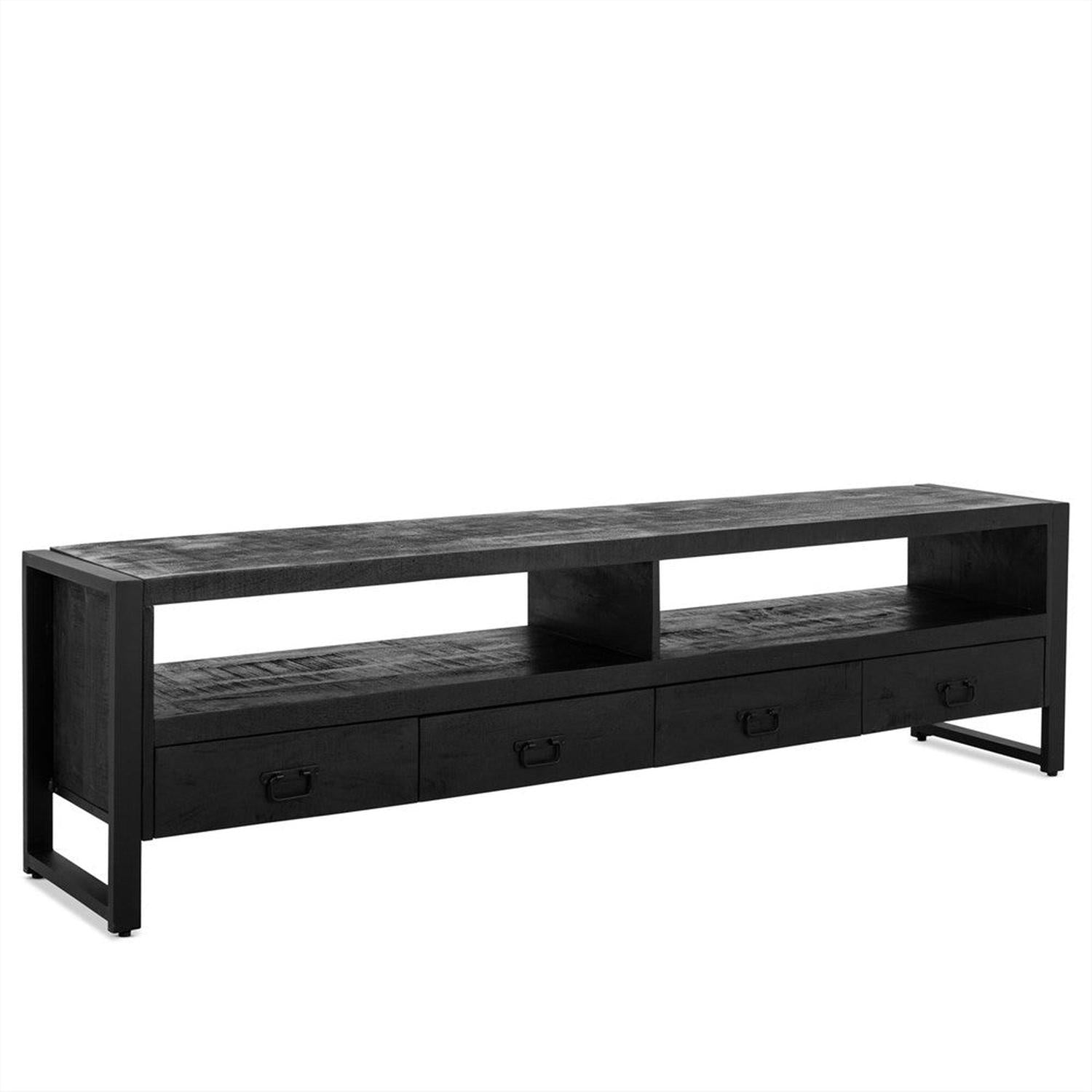 TV-Lowboard Britt aus Mangoholz 220cm - Schwarz-TV-lowboards-Benoa-le canapé