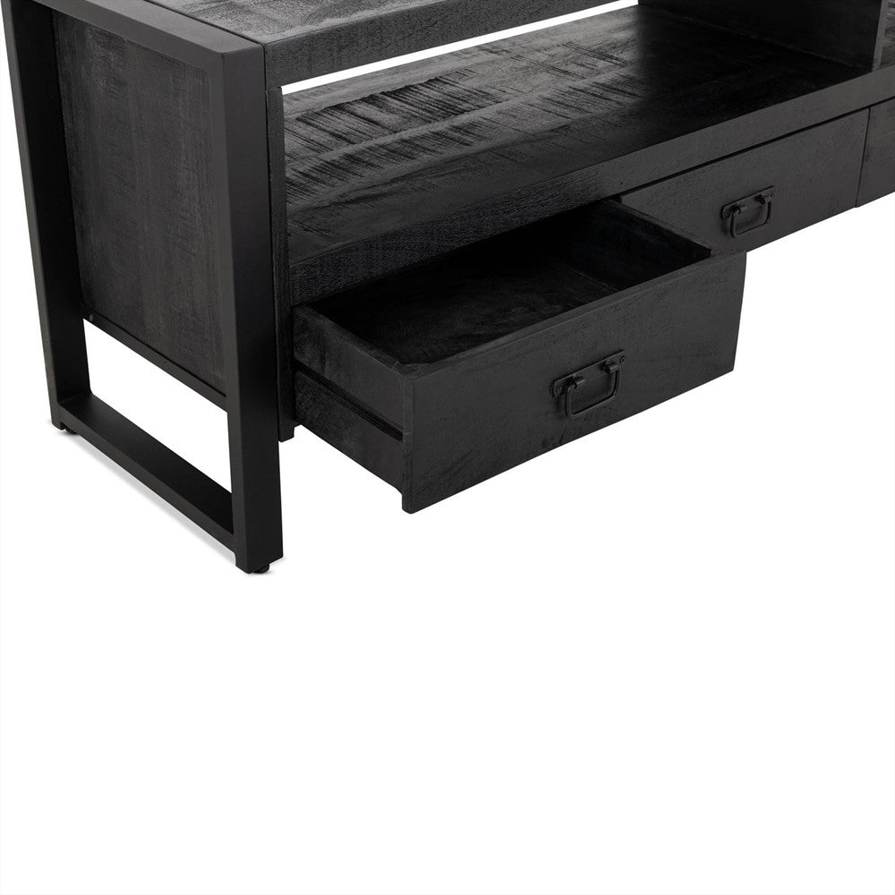 TV-Lowboard Britt aus Mangoholz 220cm - Schwarz-TV-lowboards-Benoa-le canapé