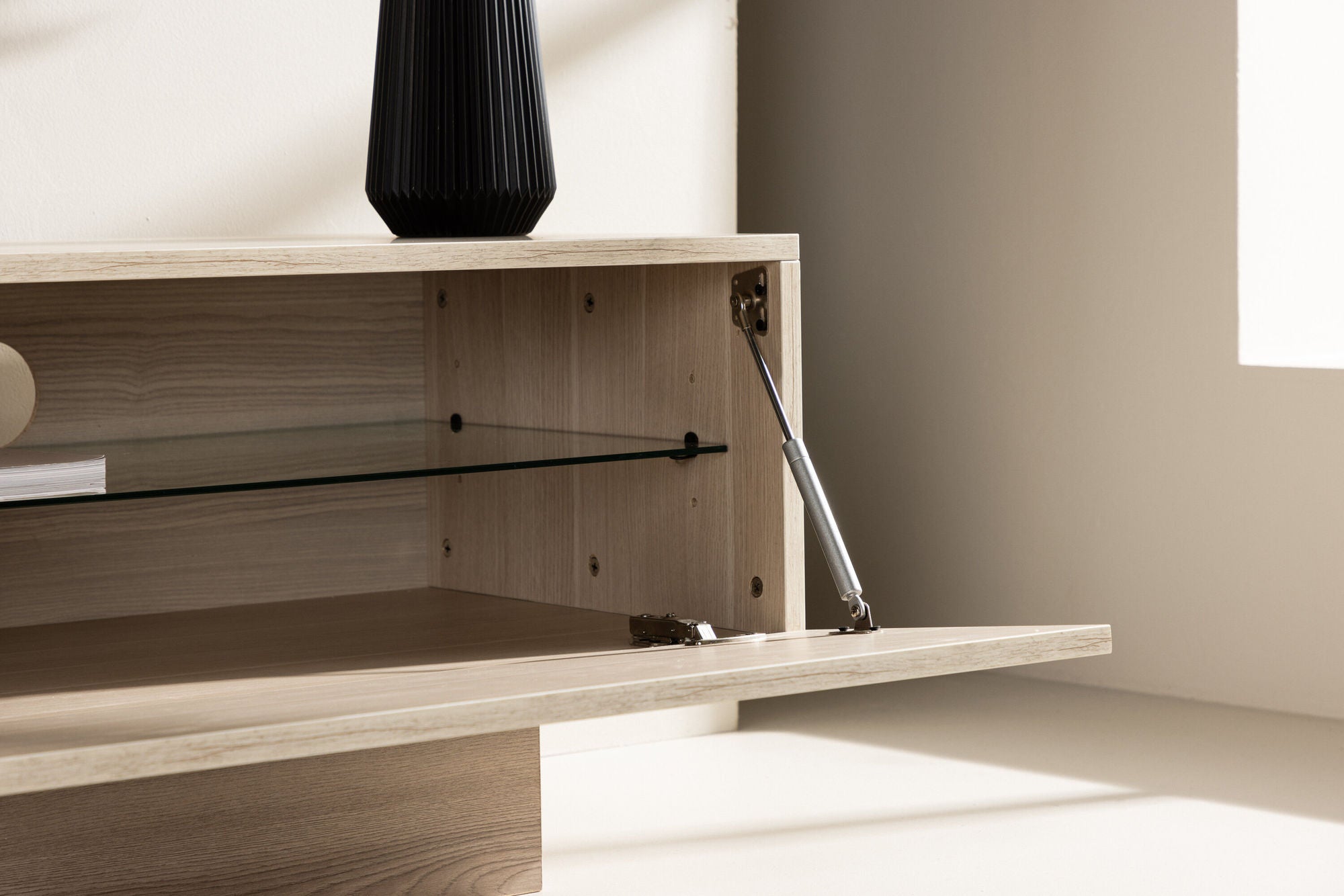 TV-Lowboard Cuenca 160cm - Whitewash / Beige-TV-lowboards-Venture Home-le canapé