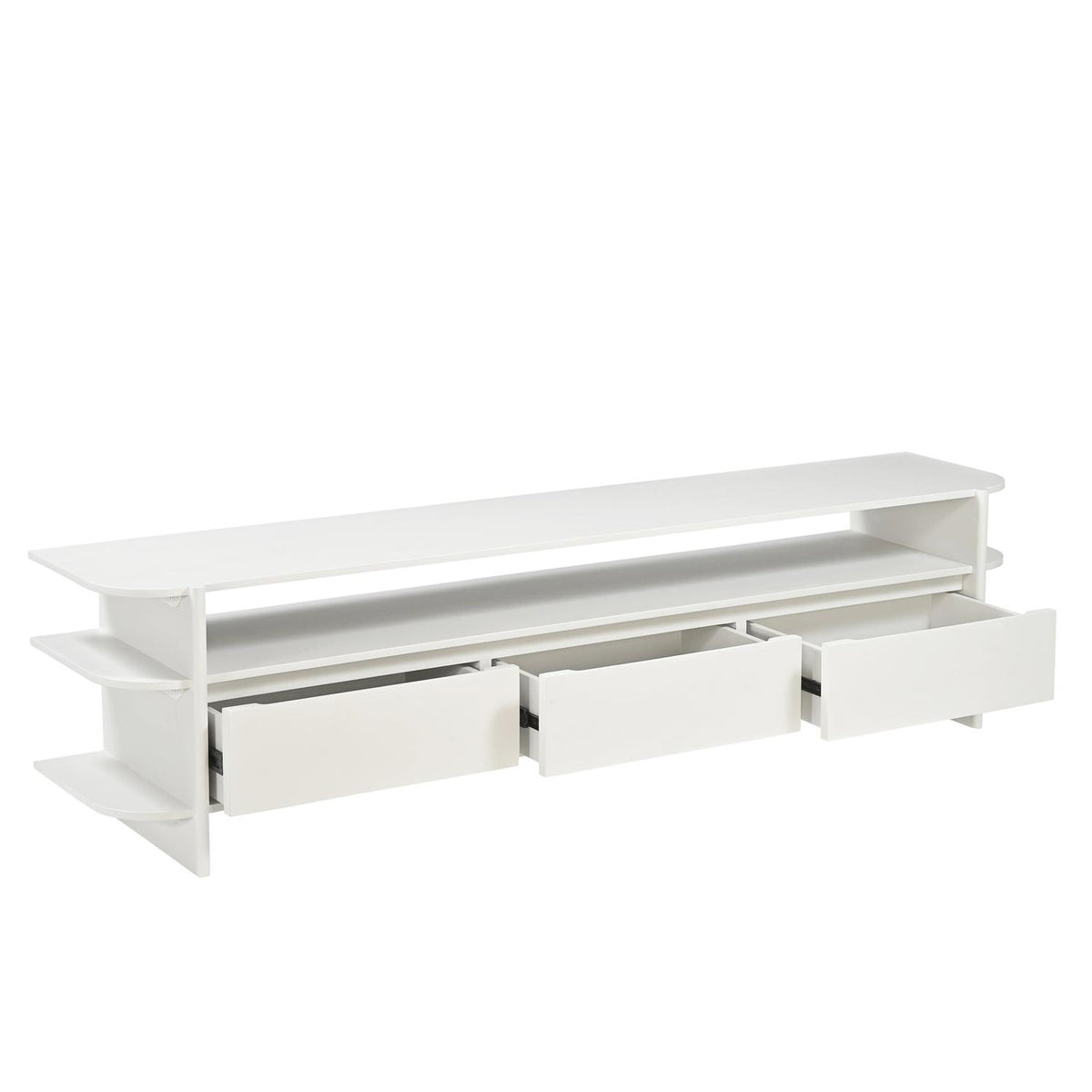 TV-Lowboard Jade 200cm aus Massivholz mit 3 Schubladen - Cremeweiß-TV-lowboards-Benoa-le canapé