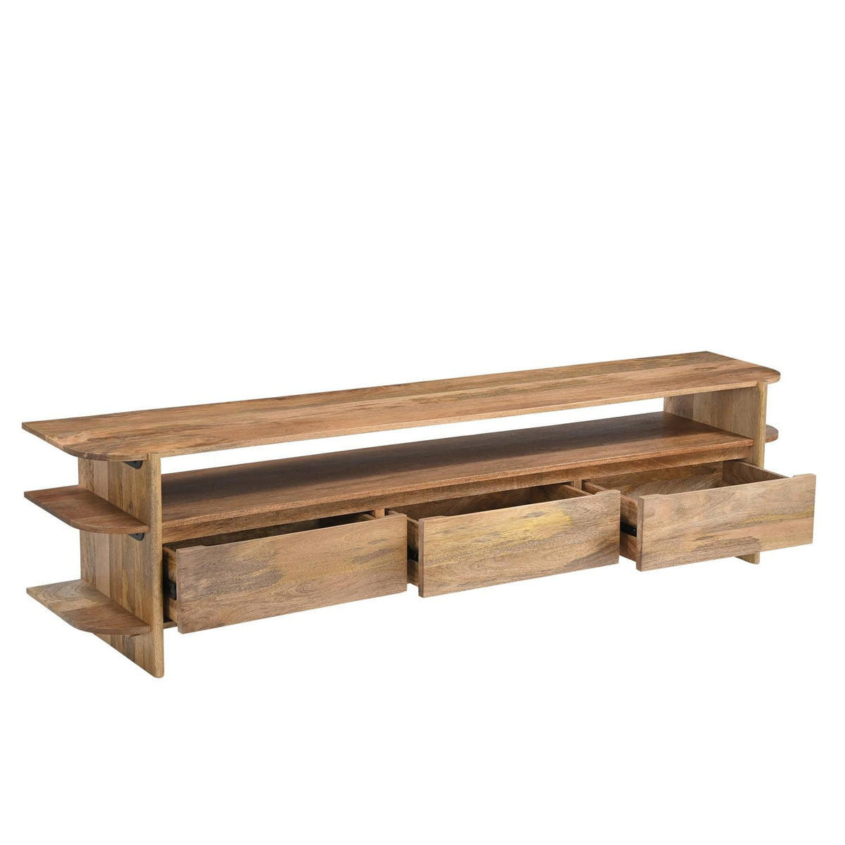 TV-Lowboard Jade 200cm aus Massivholz mit 3 Schubladen - Hellbraun-TV-lowboards-Benoa-le canapé