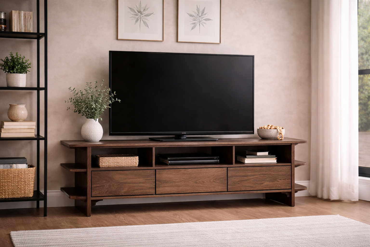 TV-Lowboard Jade aus Mangoholz 150cm - Dunkelbraun-TV-lowboards-Benoa-le canapé