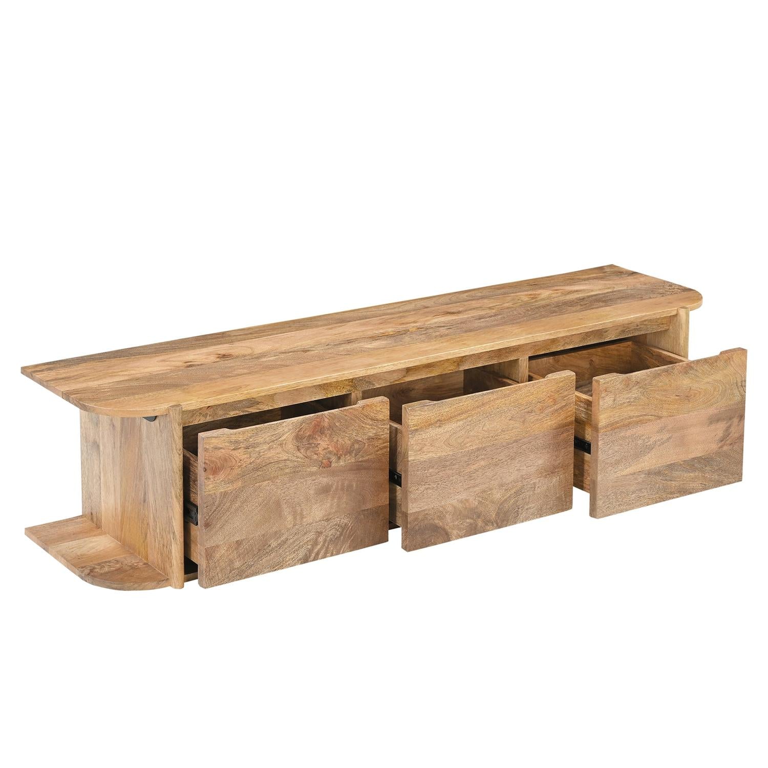 TV-Lowboard Jade schwebend aus Mangoholz 160cm - Hellbraun-TV-lowboards-Benoa-le canapé