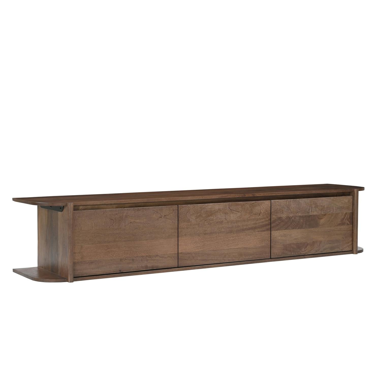 TV-Lowboard Jade schwebend aus Mangoholz 200cm - Dunkelbraun-TV-lowboards-Benoa-le canapé