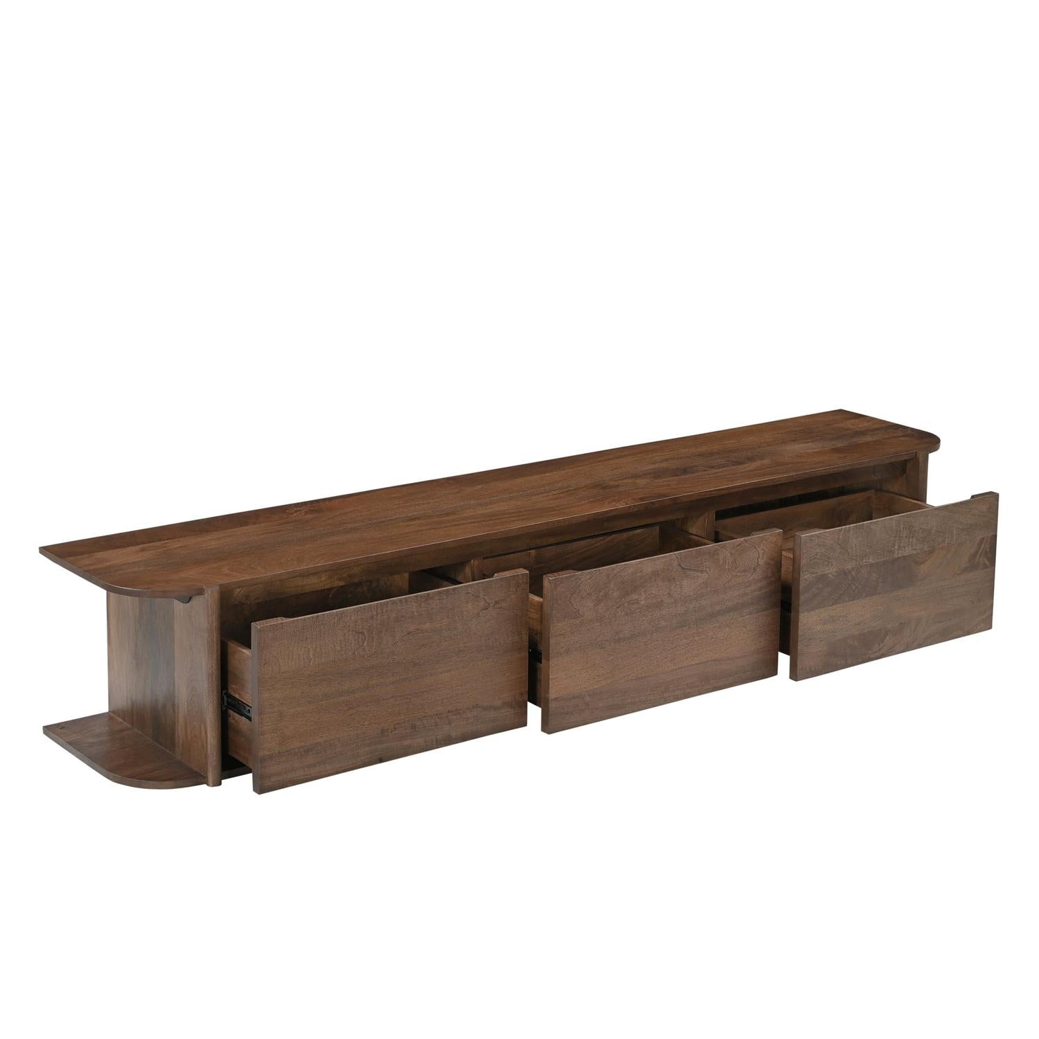 TV-Lowboard Jade schwebend aus Mangoholz 200cm - Dunkelbraun-TV-lowboards-Benoa-le canapé