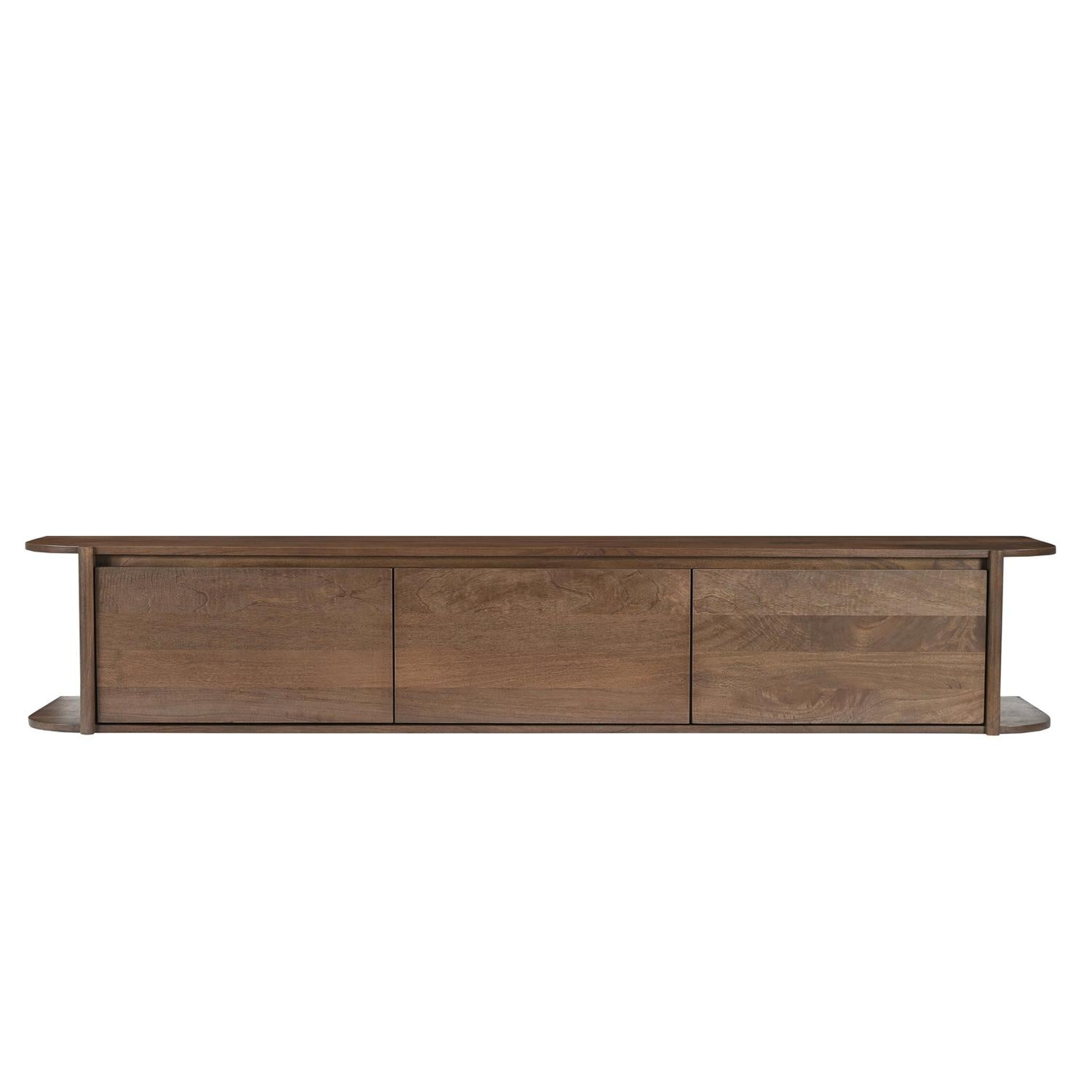 TV-Lowboard Jade schwebend aus Mangoholz 200cm - Dunkelbraun-TV-lowboards-Benoa-le canapé