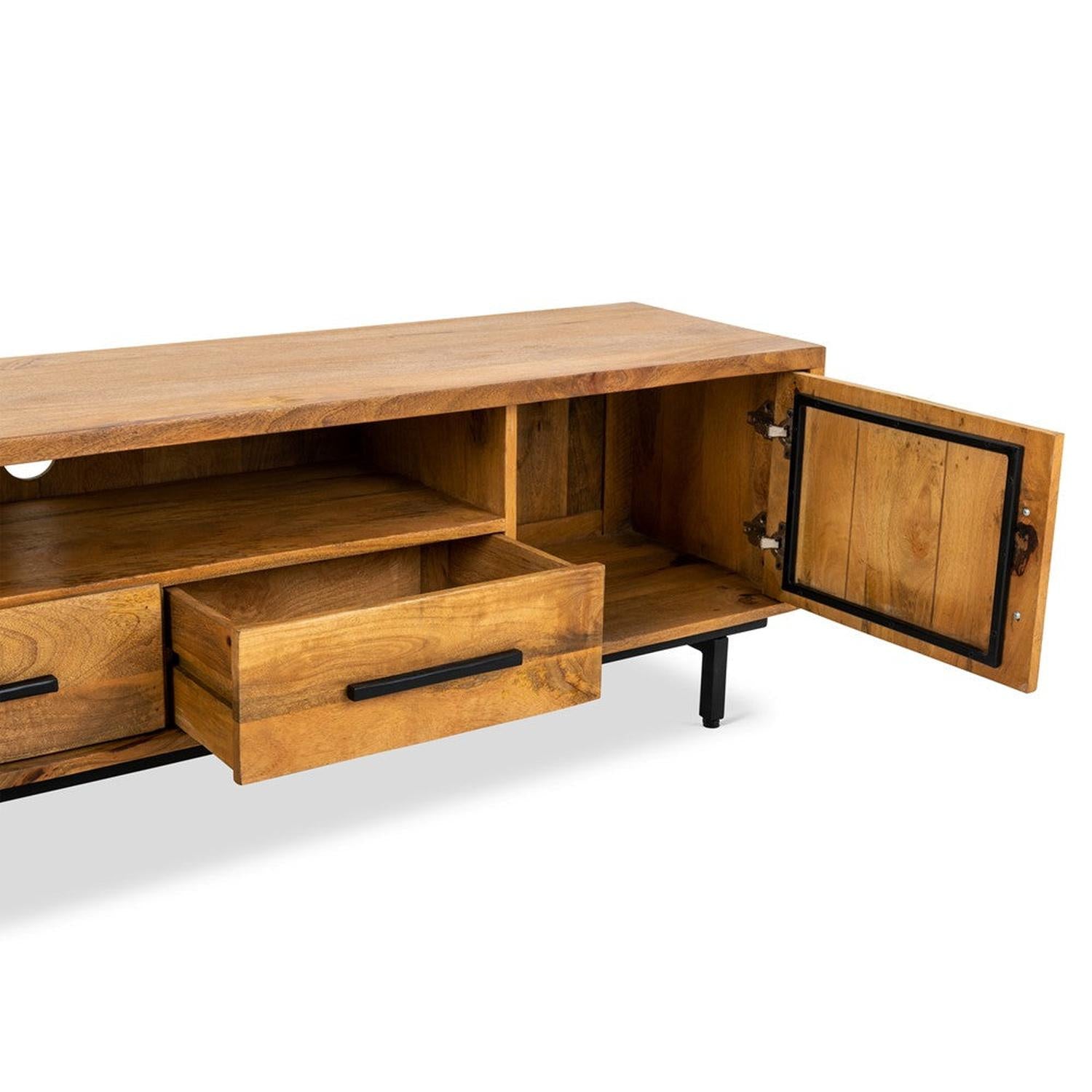 TV-Lowboard Jayden aus Mangoholz 180cm - Hellbraun-TV-lowboards-Benoa-le canapé
