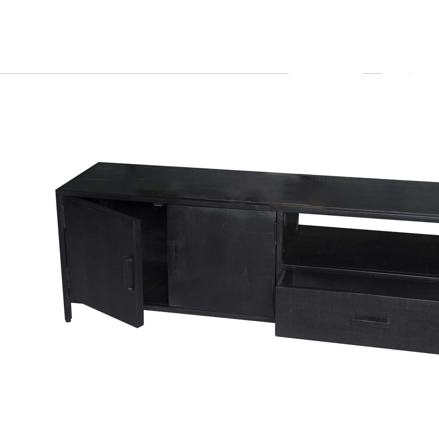 TV-Lowboard Kala aus Mangoholz 220*40cm - Schwarz-TV-lowboards-Livingfurn-le canapé