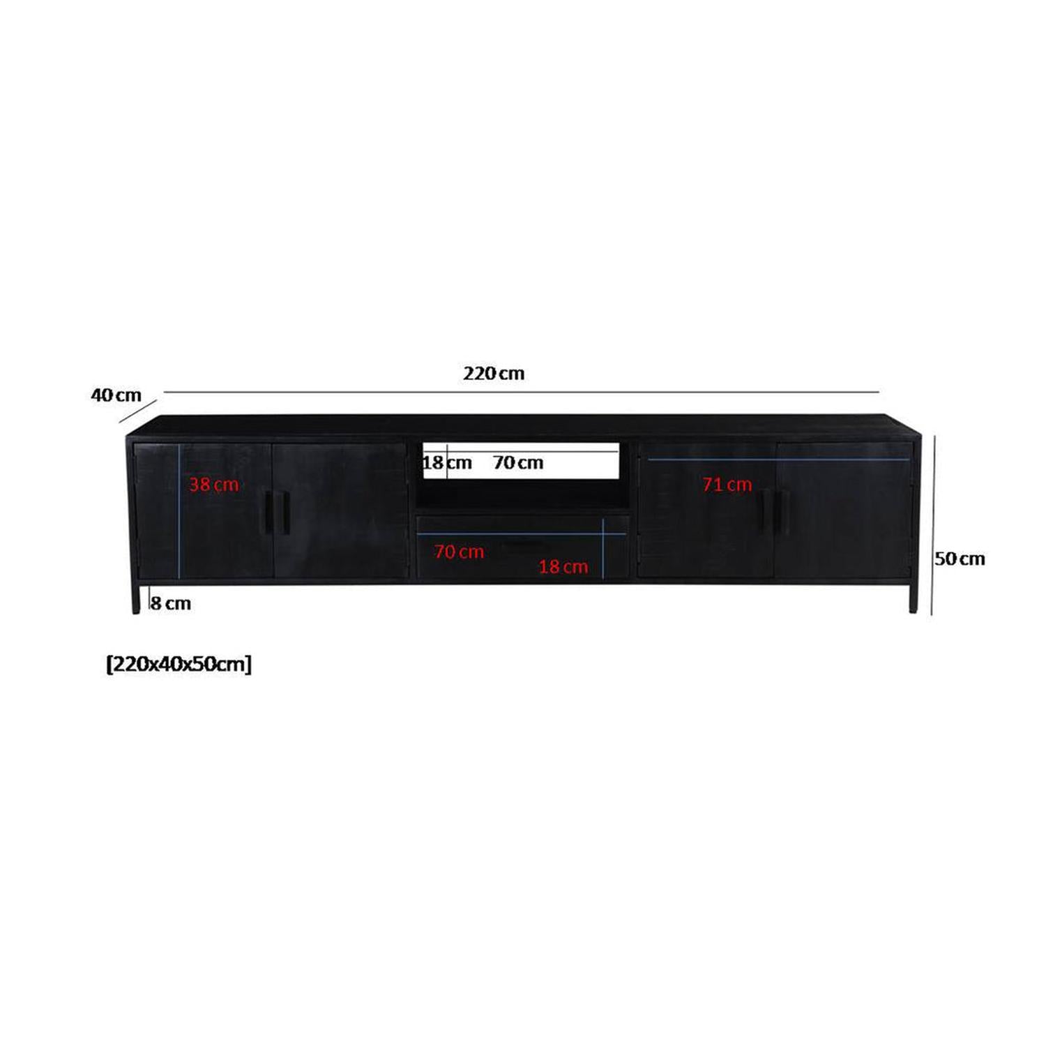 TV-Lowboard Kala aus Mangoholz 220*40cm - Schwarz-TV-lowboards-Livingfurn-le canapé