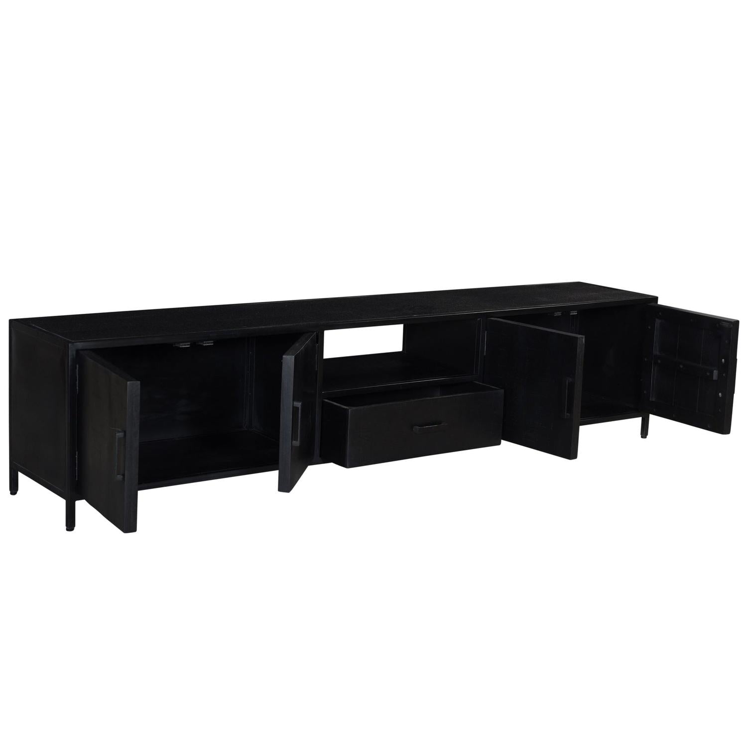 TV-Lowboard Kala aus Mangoholz 220*40cm - Schwarz-TV-lowboards-Livingfurn-le canapé