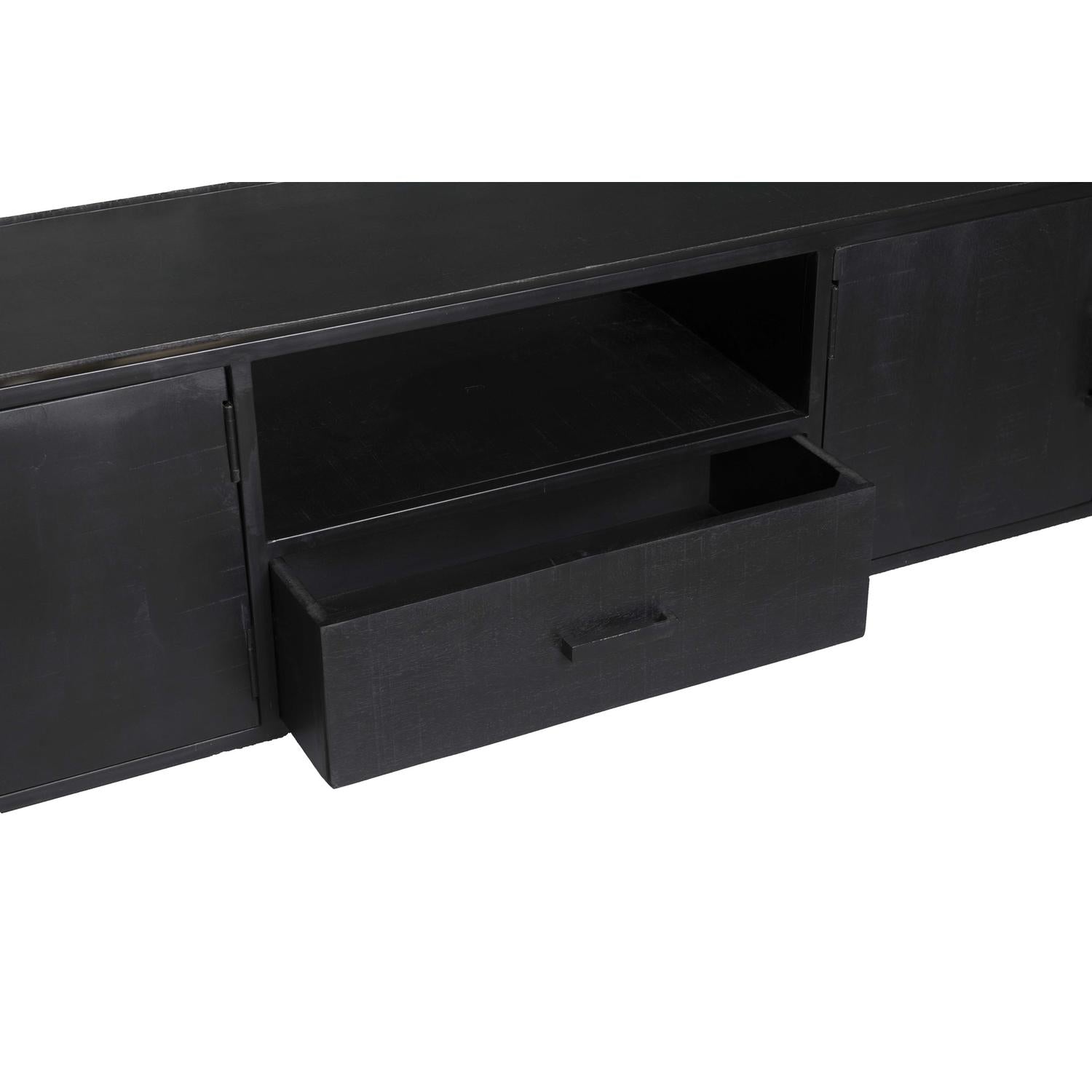 TV-Lowboard Kala aus Mangoholz 220*40cm - Schwarz-TV-lowboards-Livingfurn-le canapé