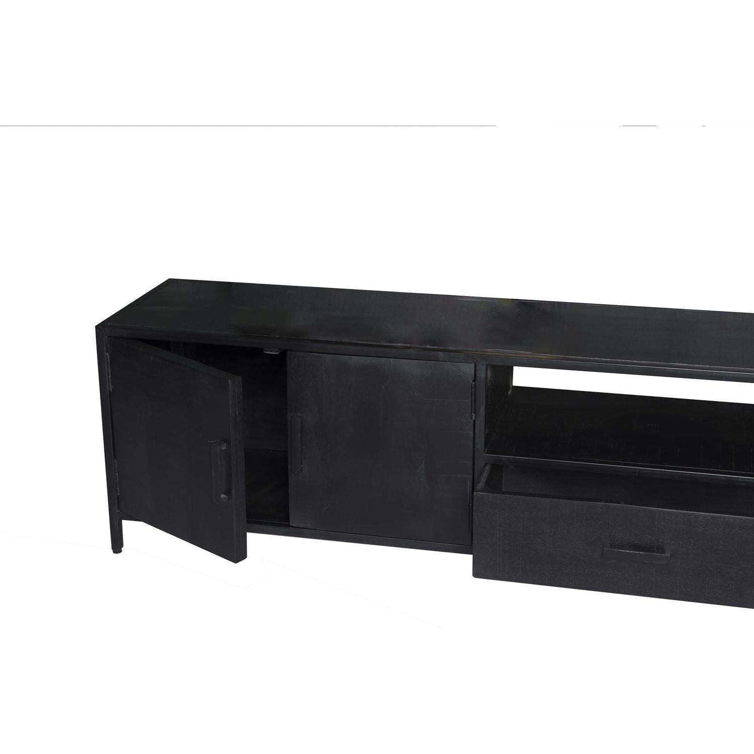 TV-Lowboard Kala aus Mangoholz 220*40cm - Schwarz-TV-lowboards-Livingfurn-le canapé