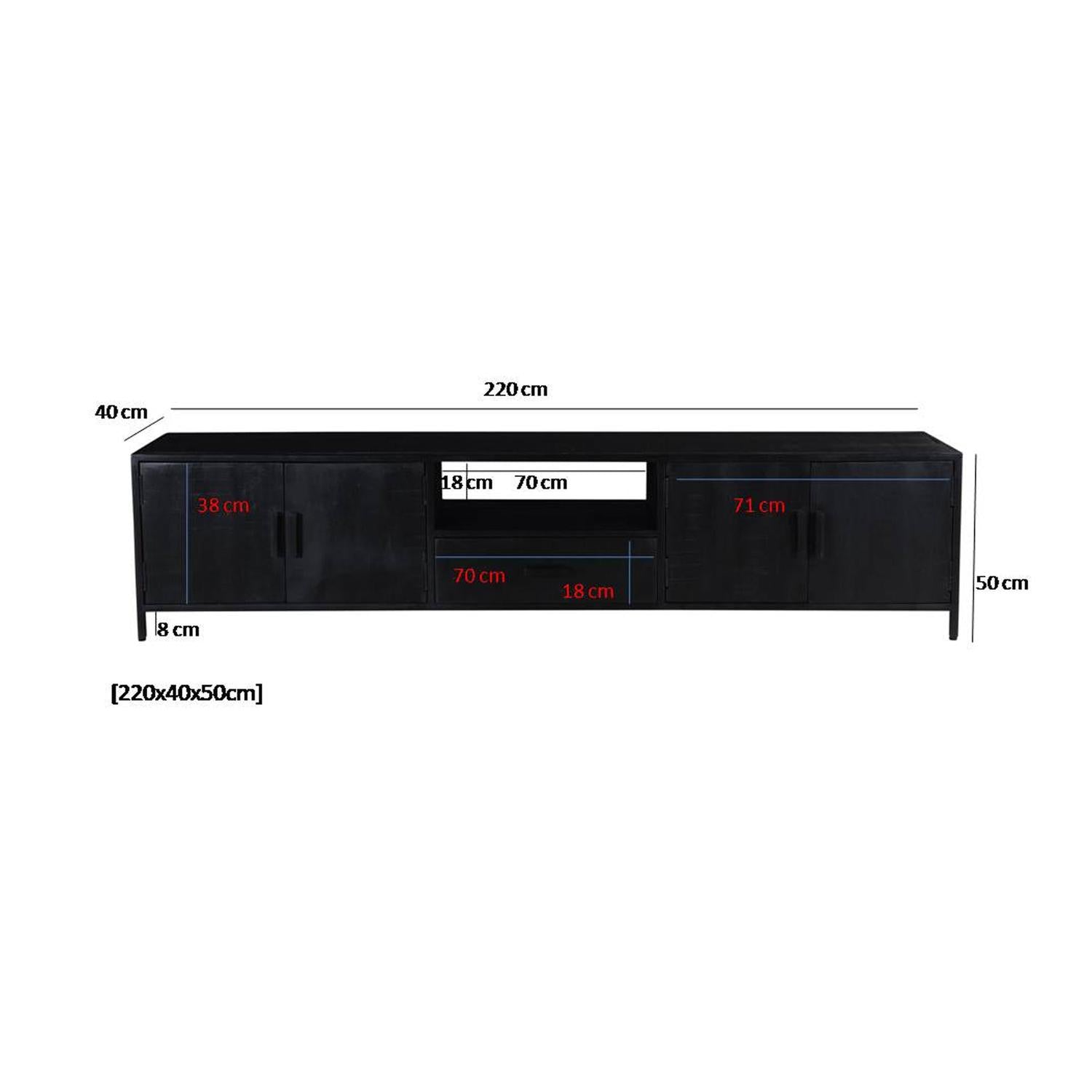 TV-Lowboard Kala aus Mangoholz 220*40cm - Schwarz-TV-lowboards-Livingfurn-le canapé