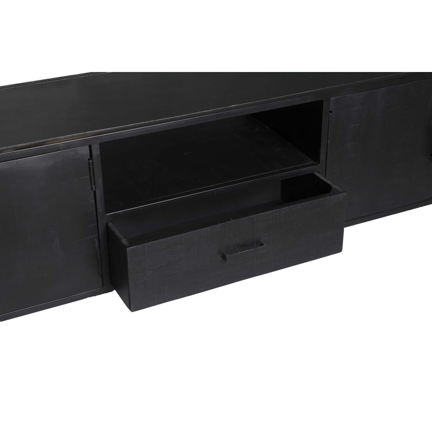 TV-Lowboard Kala aus Mangoholz 220*40cm - Schwarz-TV-lowboards-Livingfurn-le canapé
