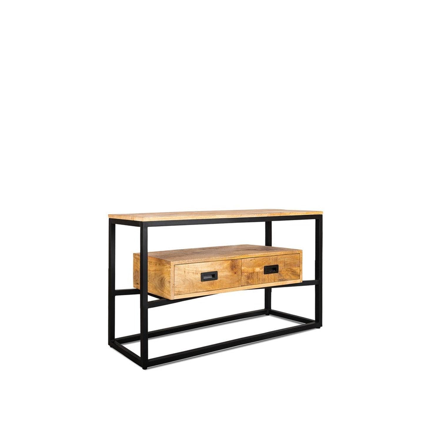 TV-Lowboard Len 110cm - Hellbraun/Schwarz-Benoa-le canapé
