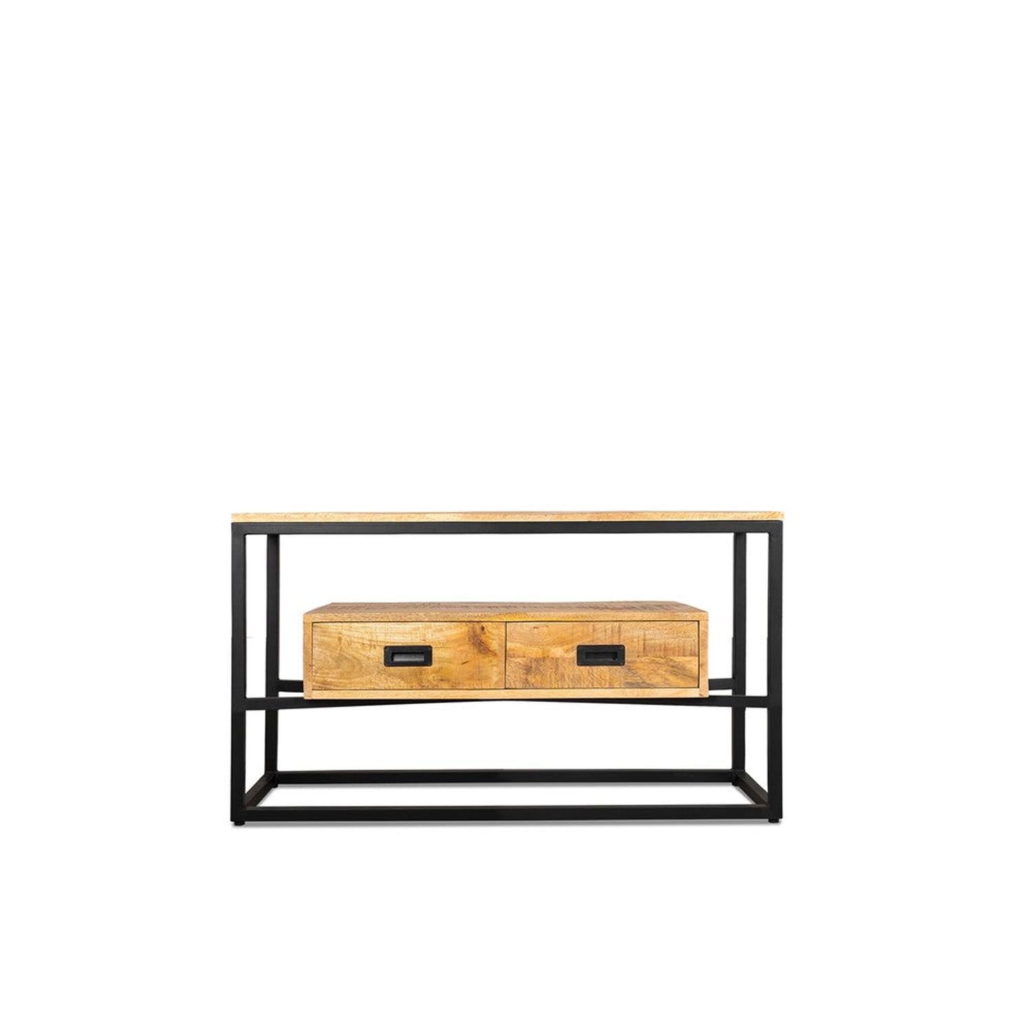 TV-Lowboard Len 110cm - Hellbraun/Schwarz-Benoa-le canapé