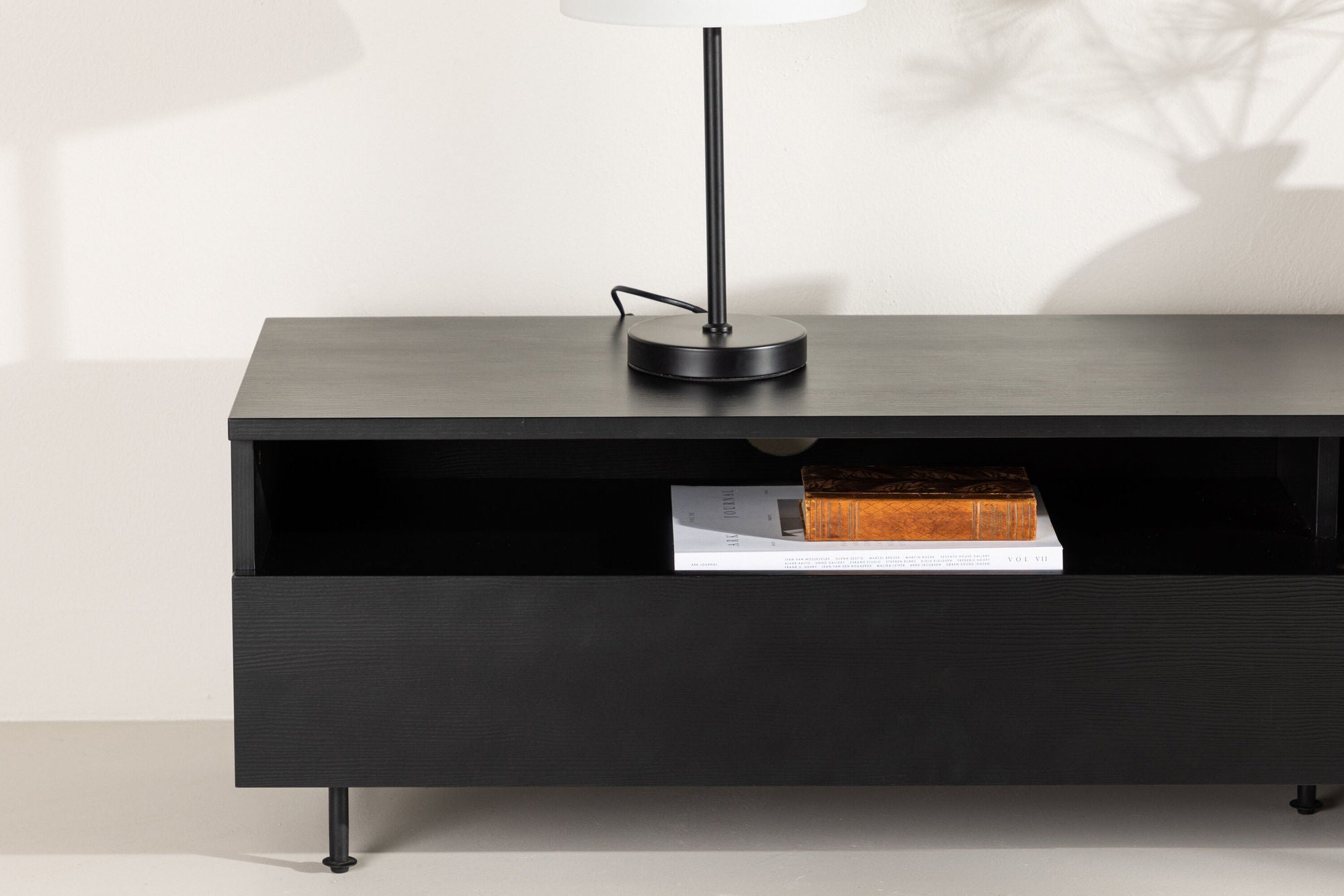 TV-Lowboard Navarra 180cm - Mattschwarz-TV-lowboards-Venture Home-le canapé