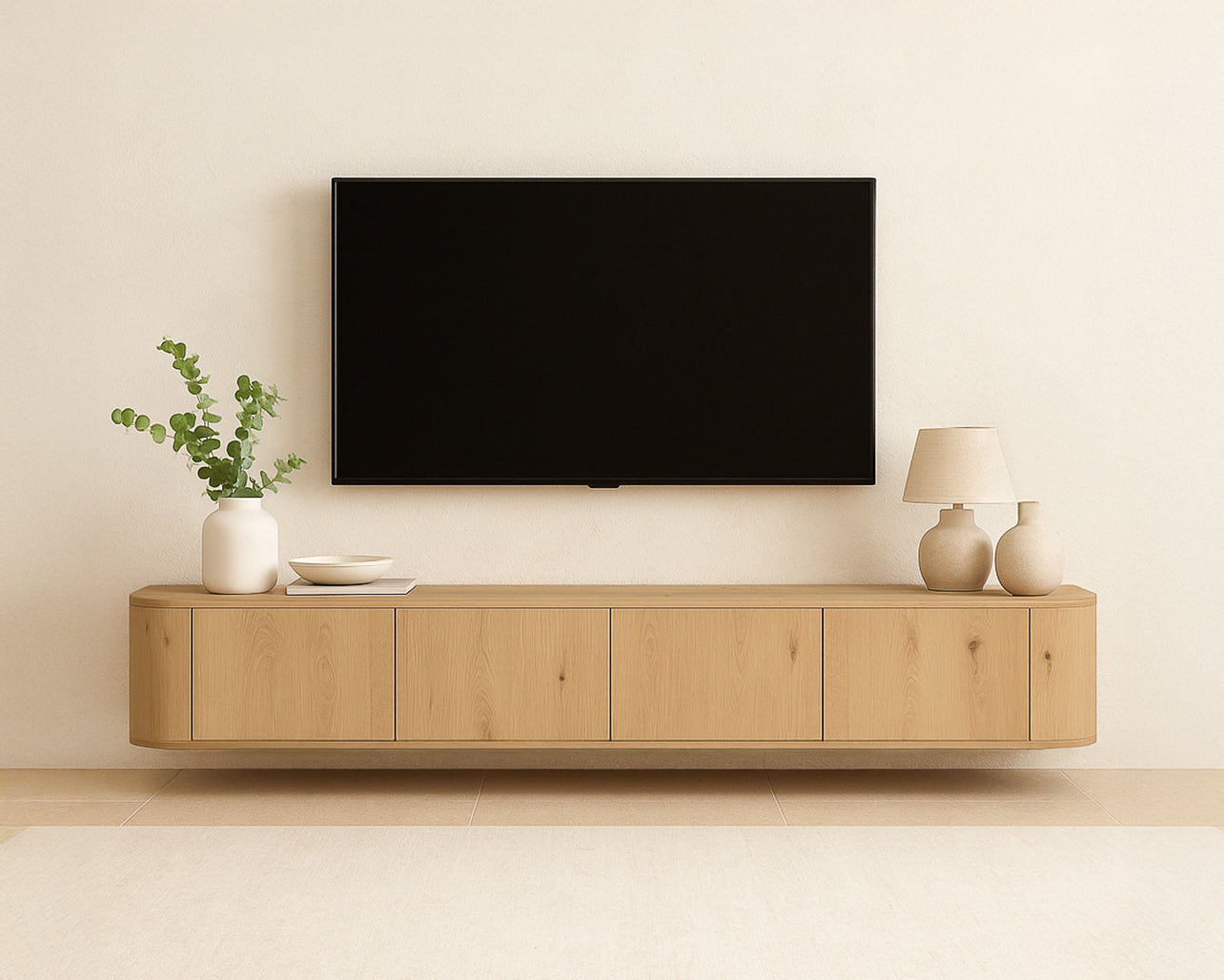 TV-Lowboard Novero schwebend 220cm - Hellbraun-TV-lowboards-Livingfurn-le canapé