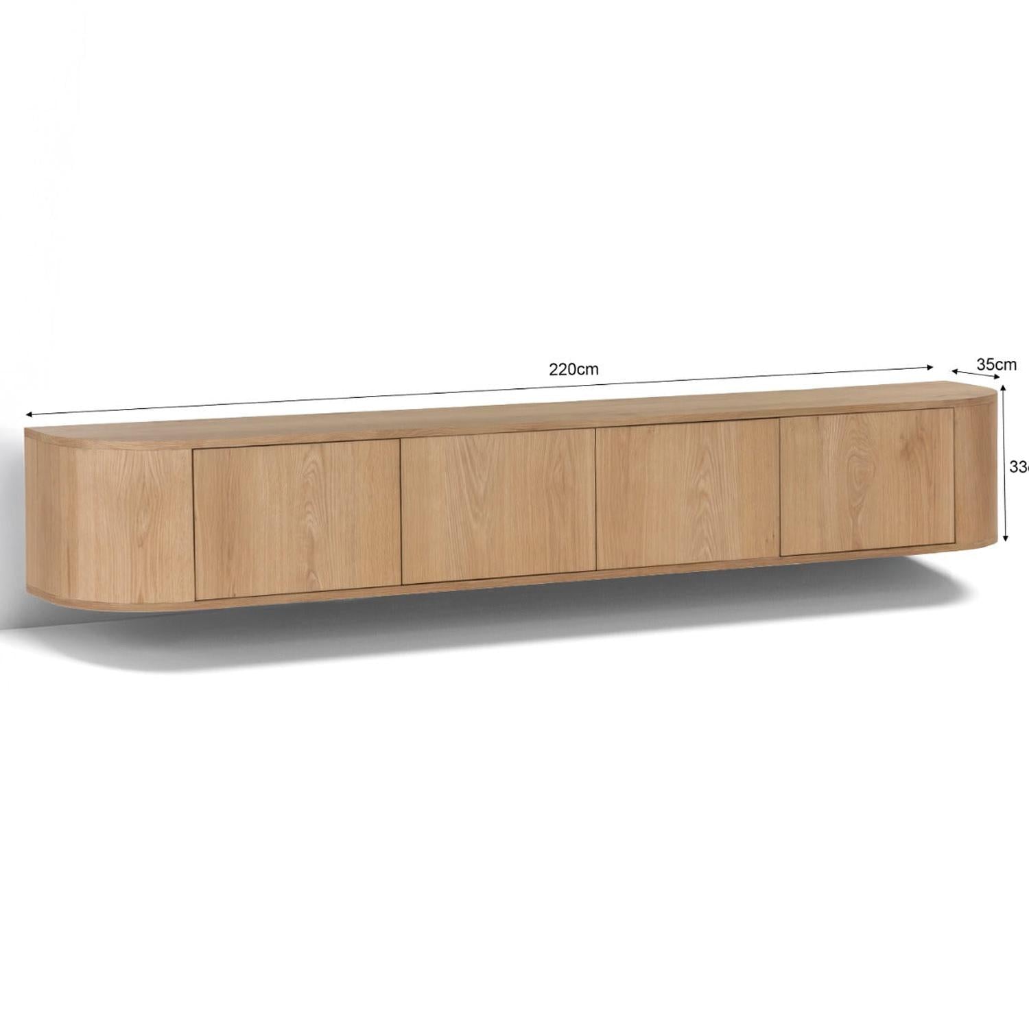 TV-Lowboard Novero schwebend 220cm - Hellbraun-TV-lowboards-Livingfurn-le canapé