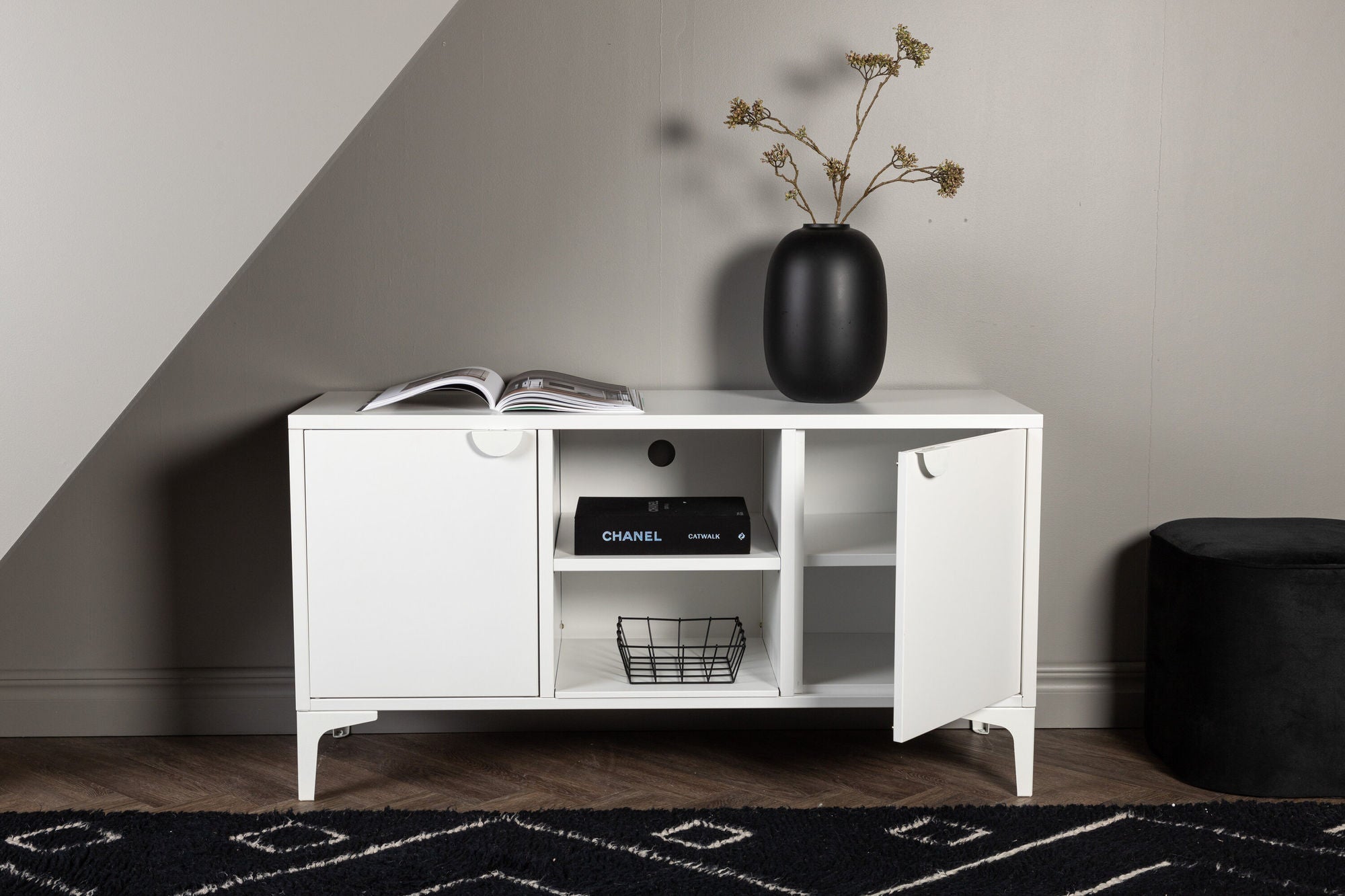 TV-Lowboard Piring 120cm aus Metall - Weiß-TV-lowboards-Venture Home-le canapé