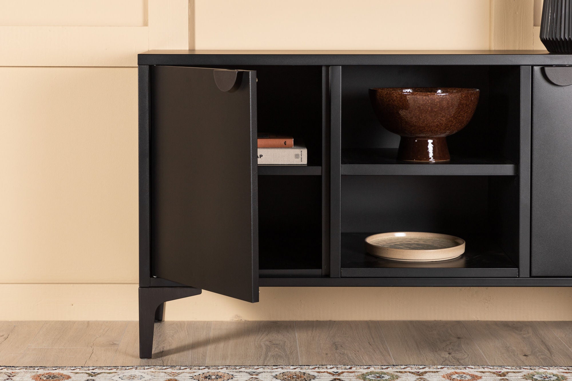 TV-Lowboard Piring 120cm - Schwarz-TV-lowboards-Venture Home-le canapé