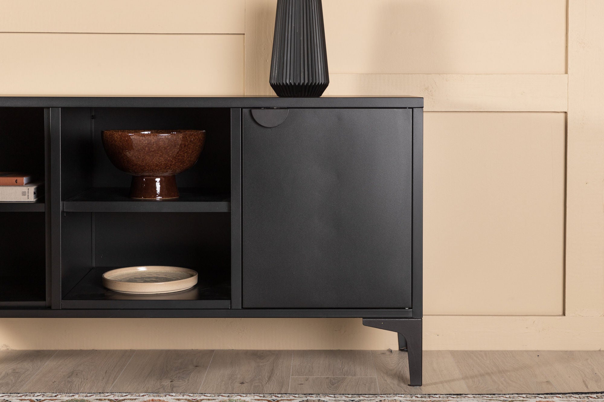 TV-Lowboard Piring 120cm - Schwarz-TV-lowboards-Venture Home-le canapé
