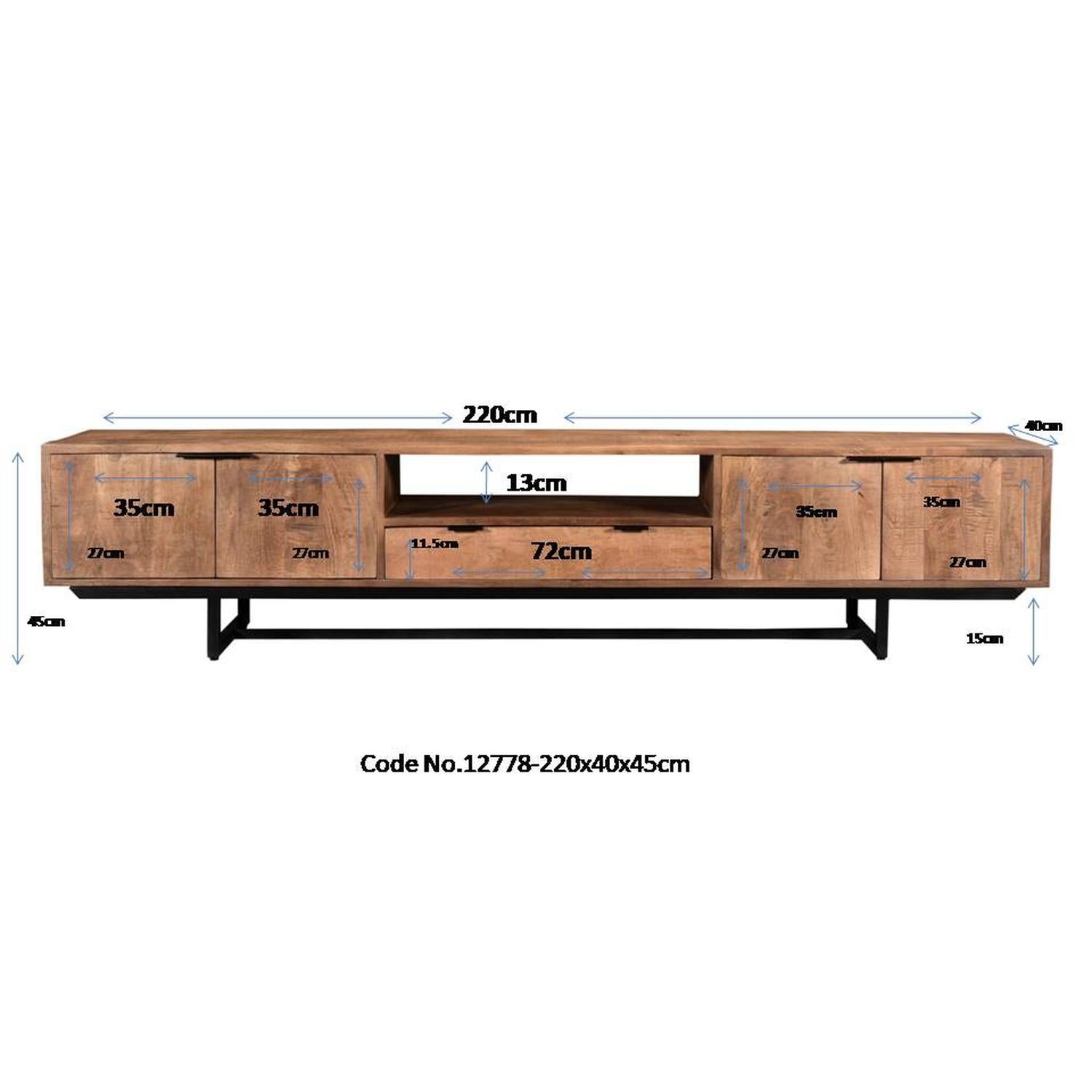 TV-Lowboard Valdez aus Mangoholz 220*40cm - Hellbraun-TV-lowboards-Livingfurn-le canapé
